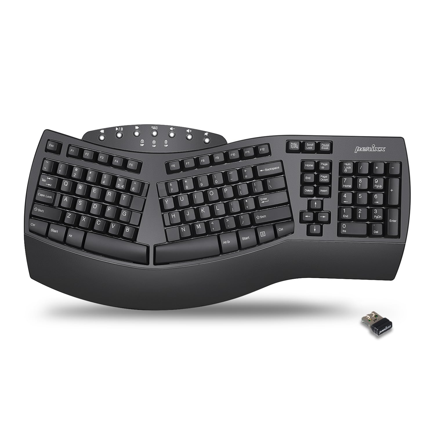Perixx Periboard-612B Wireless Ergonomic Split Keyboard With Dual Mode 2.4G And Bluetooth Feature, Compatible With Windows 10 An