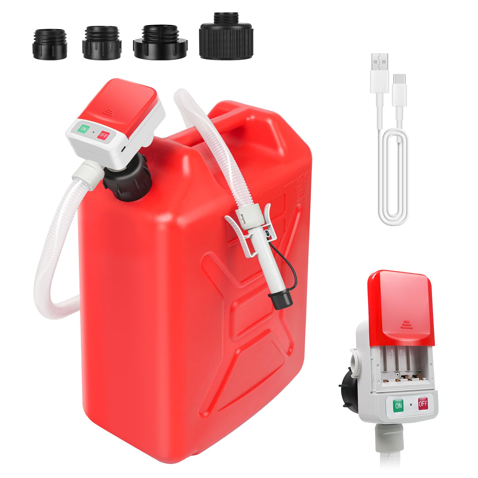 Nitigo Fuel Transfer Pump with Auto-Stop Sensor Leak Protection (3.2 GPM), USB Type - C Portable Transfer Pump, 70 Long Hose & A