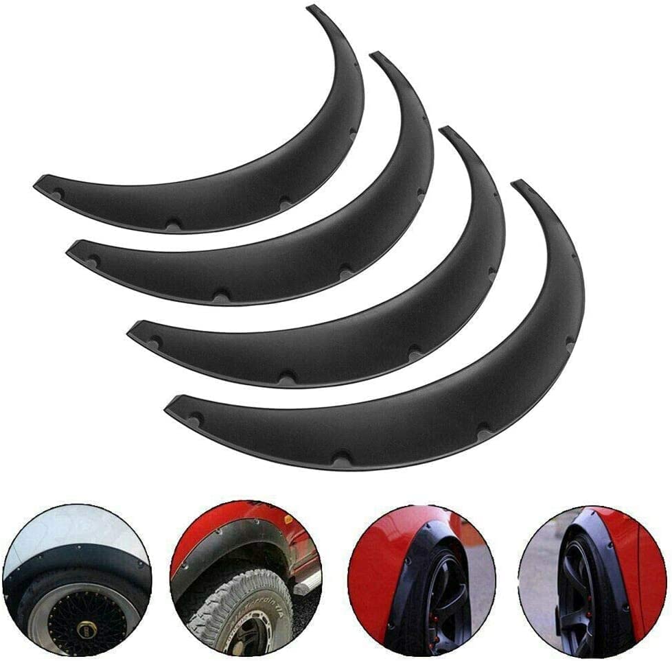 Blackhorse-Racing 4Pcs 3.5''/890Mm Universal Car Wheel Fender Flares Flexible Wide Body Wheel Arches Pu(82+89Cm)