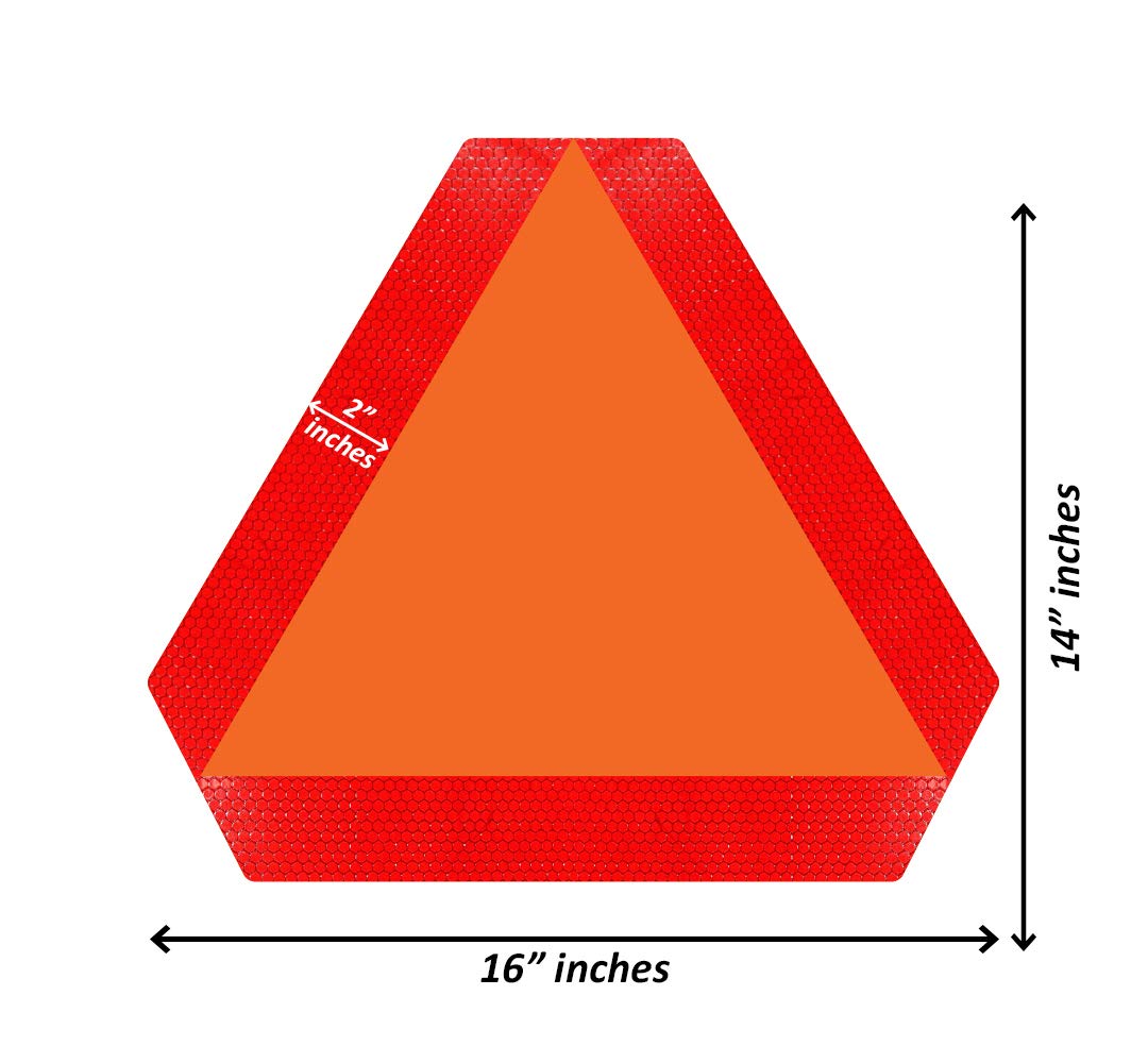 IGNIXIA Slow Moving Vehicle Sign, PVC Vinyl Decal Slow Moving Vehicle Triangle Sticker, 14   x 16    Inches Orange Base with Ref