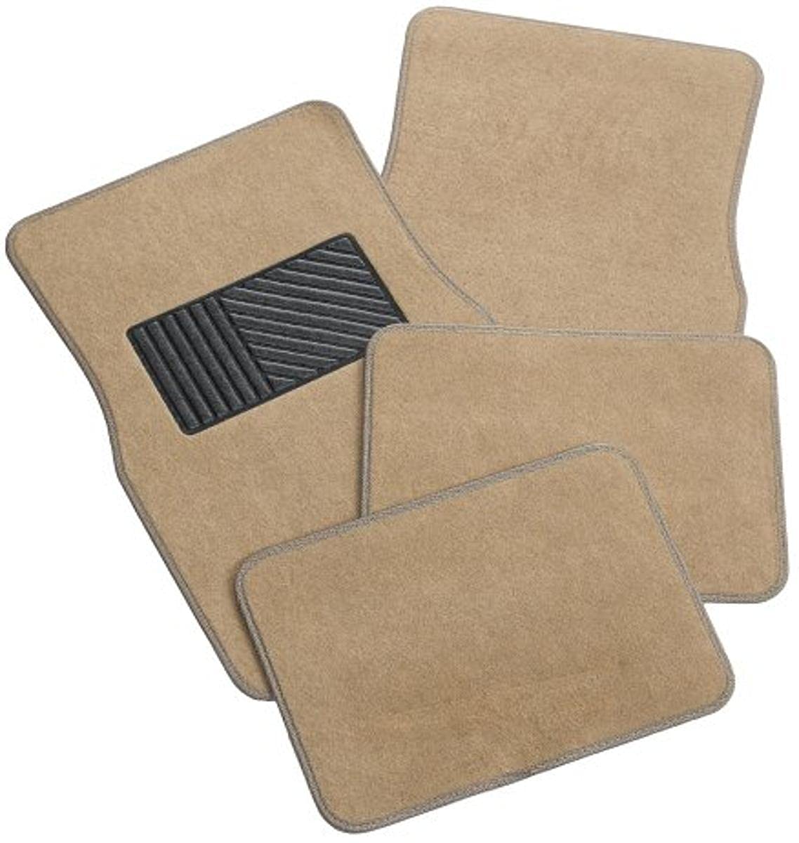 Rubber Queen 70543 Carpeted 4 Piece Mat With Vinyl Heel Pad Beige