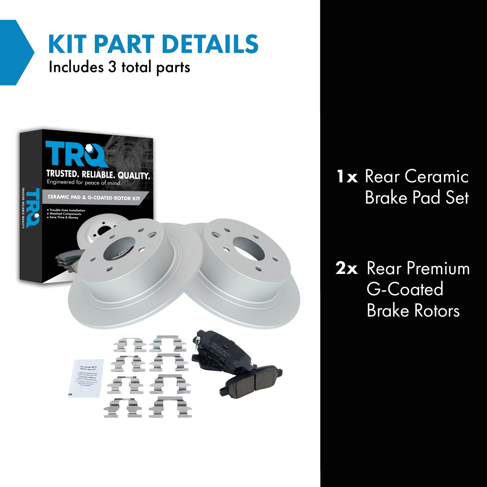 Trq Rear Brake Pad & Rotor Kit Brake Pads Brake Rotor Ceramic Premium G-Coated Compatible With 2009-2010 Pontiac Vibe 2016 Scion