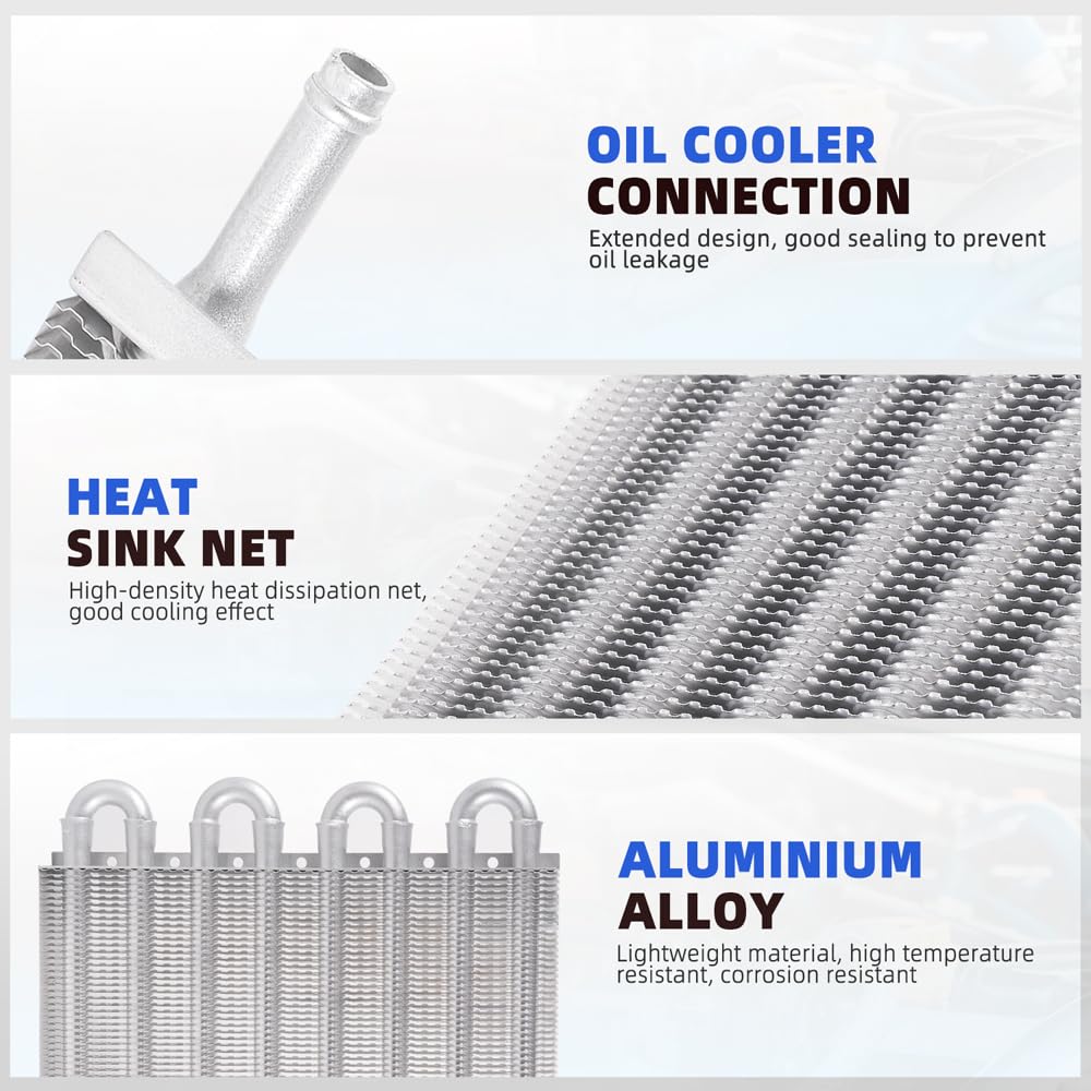Bartoo Universal 5/16'' Transmission Oil Cooler Kit, Aluminium Alloy 8 Pass Tube And Fin Oil Cooler Kit (Sliver)
