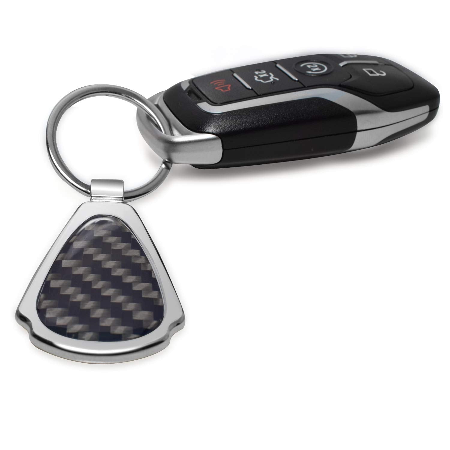 iPick Image for Chevrolet Corvette C8 Stingray Real Black Carbon Fiber Chrome Metal Teardrop Key Chain Keychain, Official Licensed