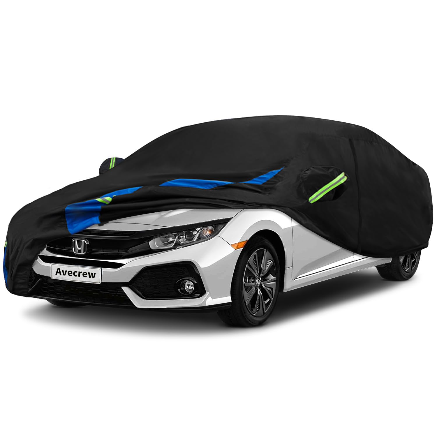 Avecrew Car Cover Custom Fit For Honda Civic Sedan, Waterproof All Weather Full Exterior Cover Rain Snow Uv Protection Outdoor C