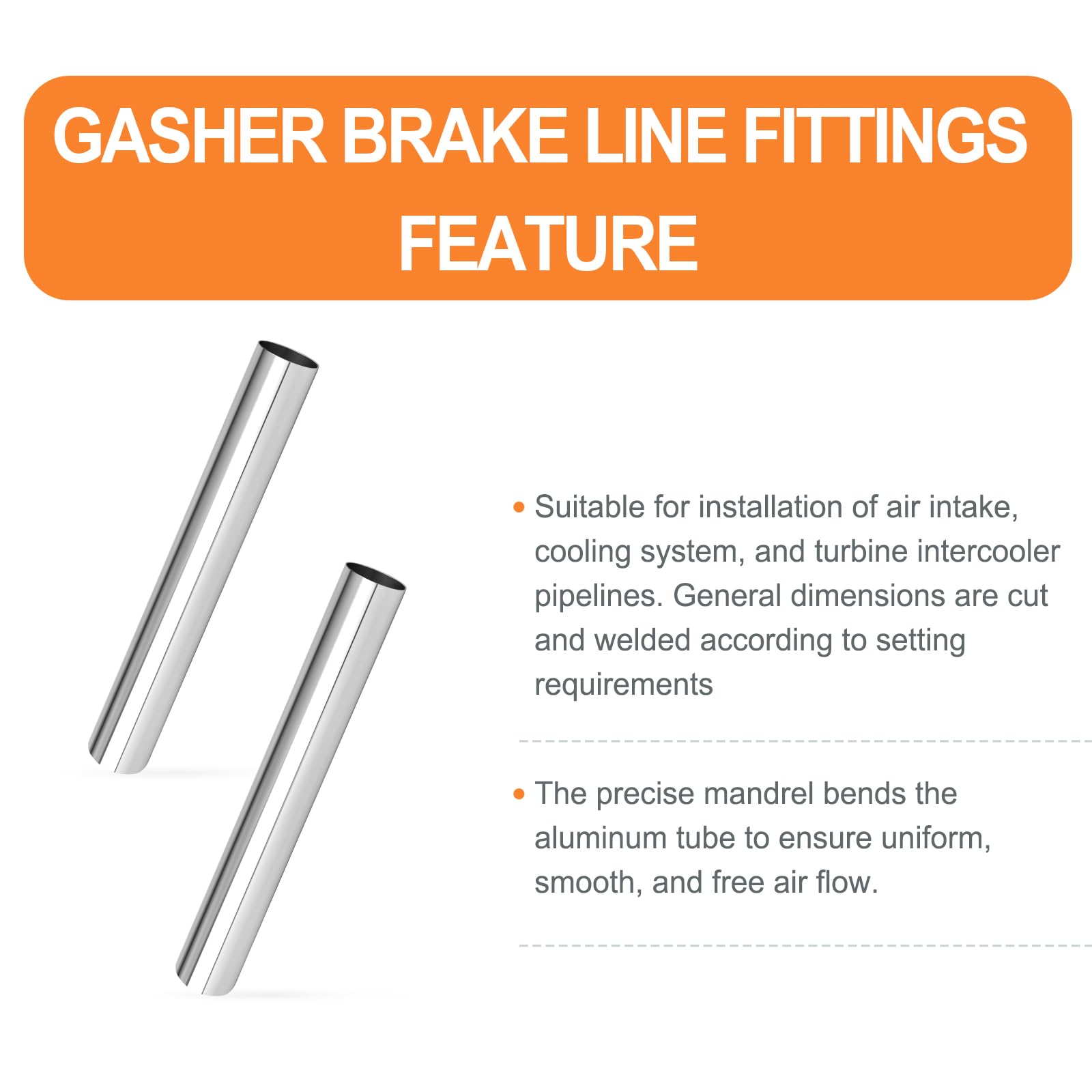 Gasher 2Pcs Aluminum Alloy Tube 2.25''Od Length 12   (300Mm) Intercooler Pipe For Intake And Cooling Systems