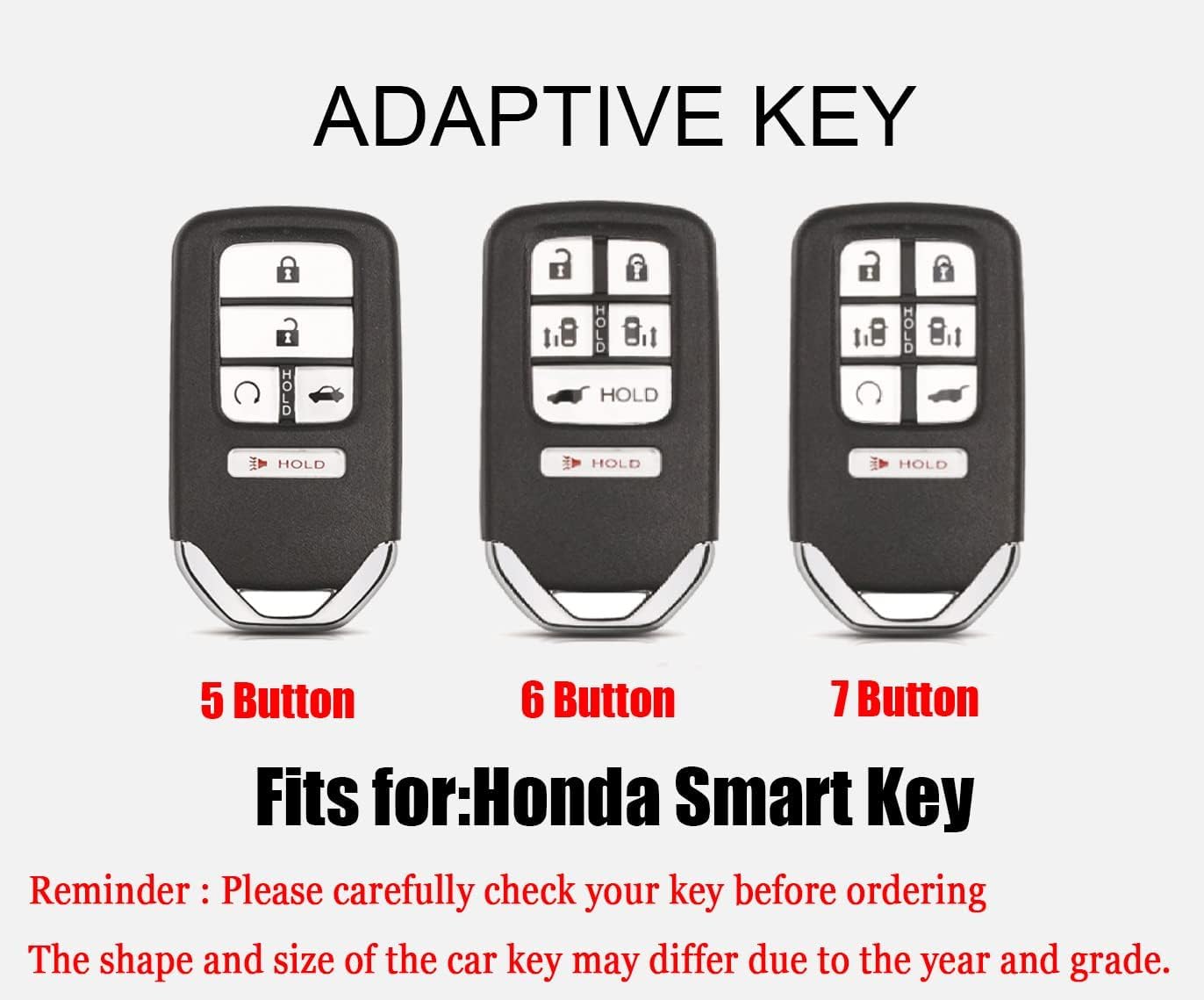 Tecart Leather Key Fob Cover Fit For Honda Odyssey Civic Pilot Crv Keychain Smart Key Case Key Shell Protector 7 Button Black