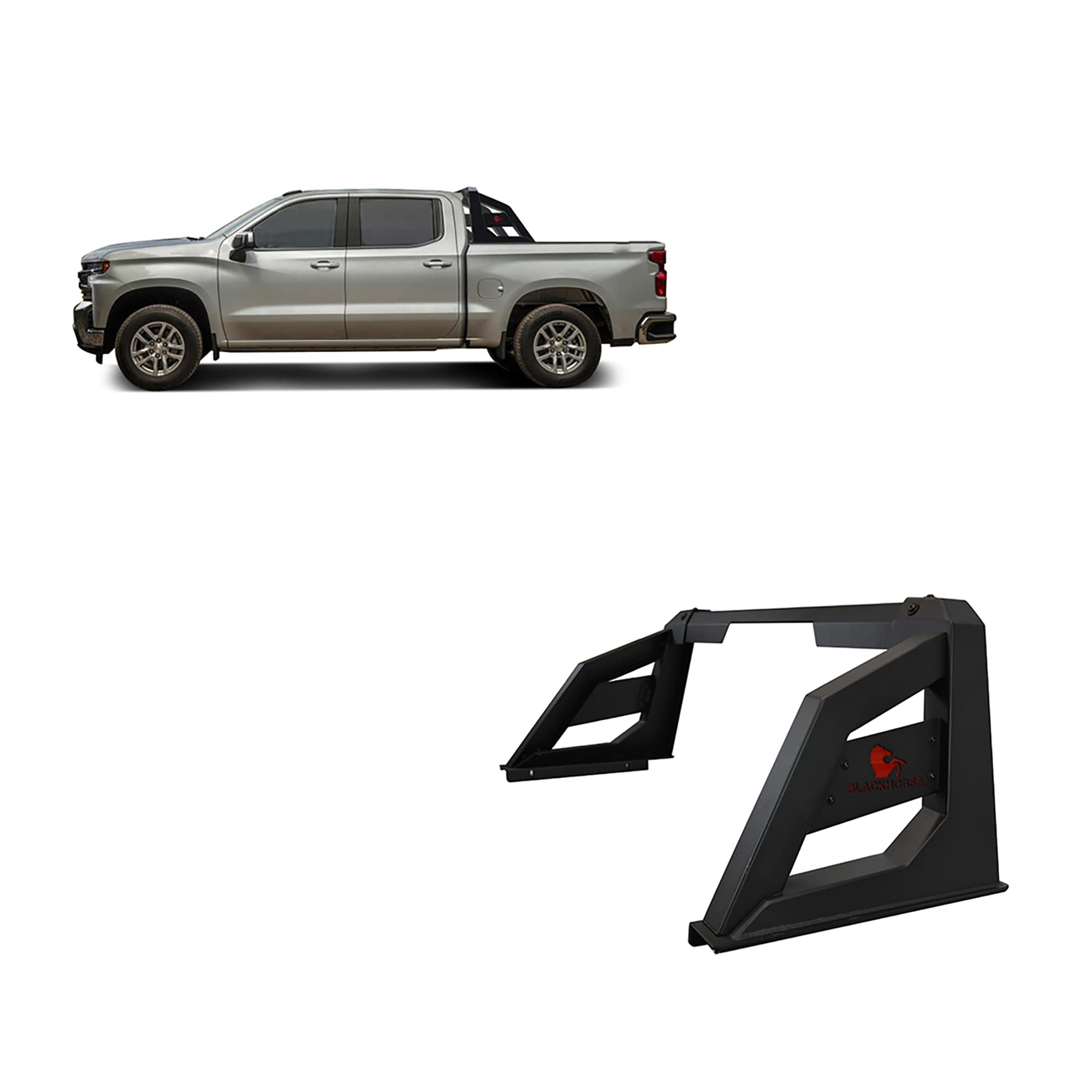 Black Horse Armour Roll Bar Matte Black Compatible With 2001-2006 Chevrolet Silverado 3500|2007-2022 Chevrolet Silverado 3500 Hd