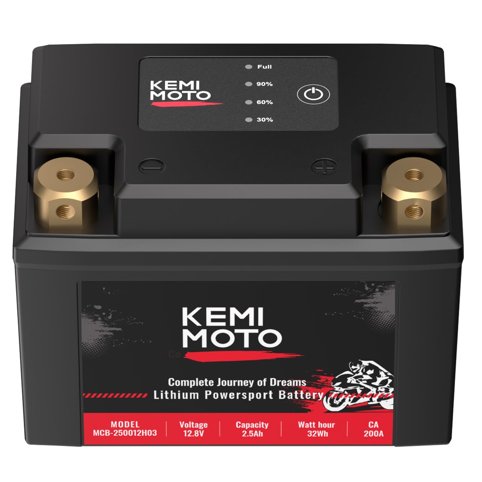 Kemimoto Lithium Motorcycle Battery Ytx5L-Bs/Ytx4L-Bs, Lifepo4 Lithium Battery 12V 2.5Ah, Pre-Charged Powersports Battery, With