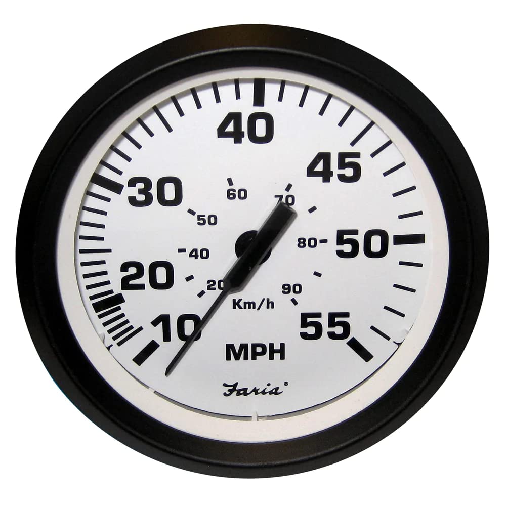 Faria 32909 Euro Speedometer Gauge 4'' - White, 55 Mph , Beige
