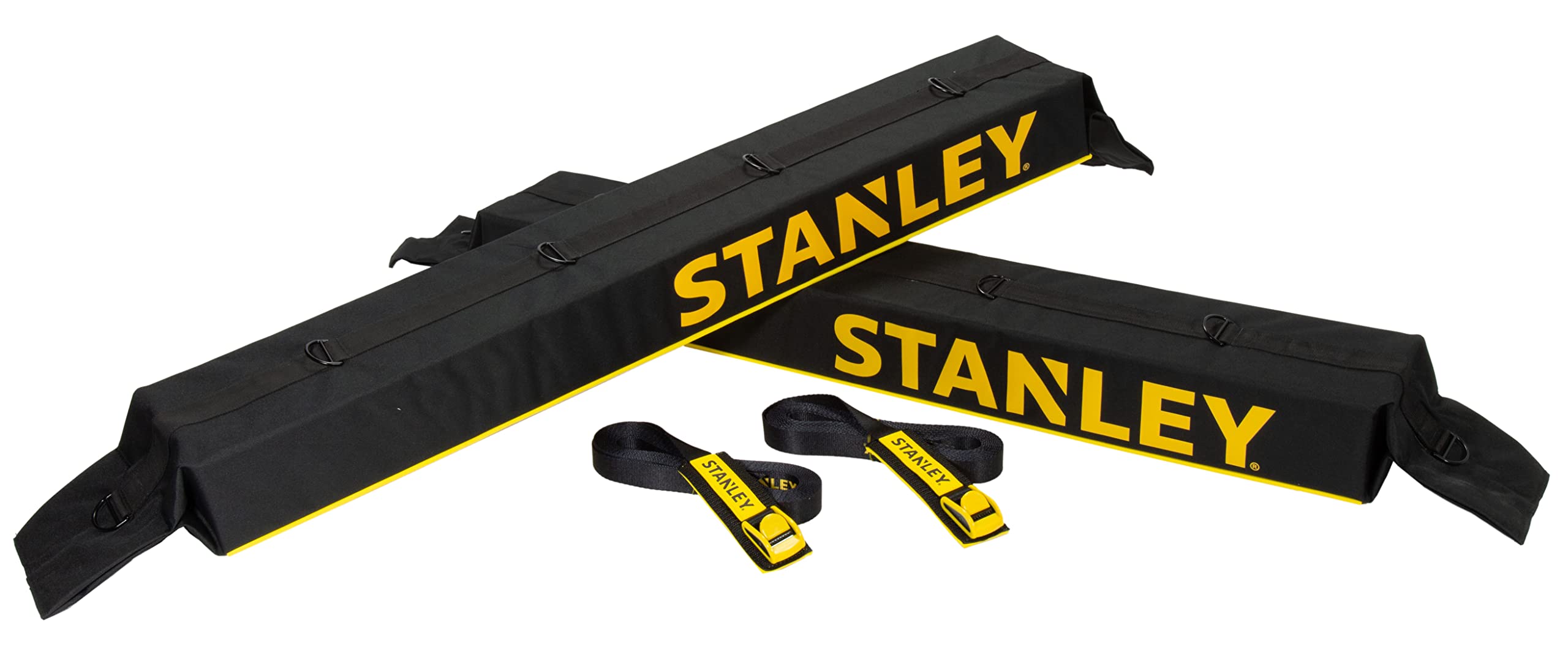Stanley S4000 Black/Yellow Universal Soft Roof Rack Pad And Luggage Carrier Kit With Heavy-Duty Tie Down Straps