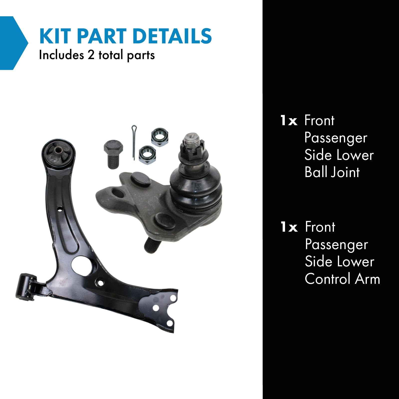 Trq Front Right Lower Control Arm With Ball Joint Set Passenger Side Compatible With 2005-2010 Scion Tc