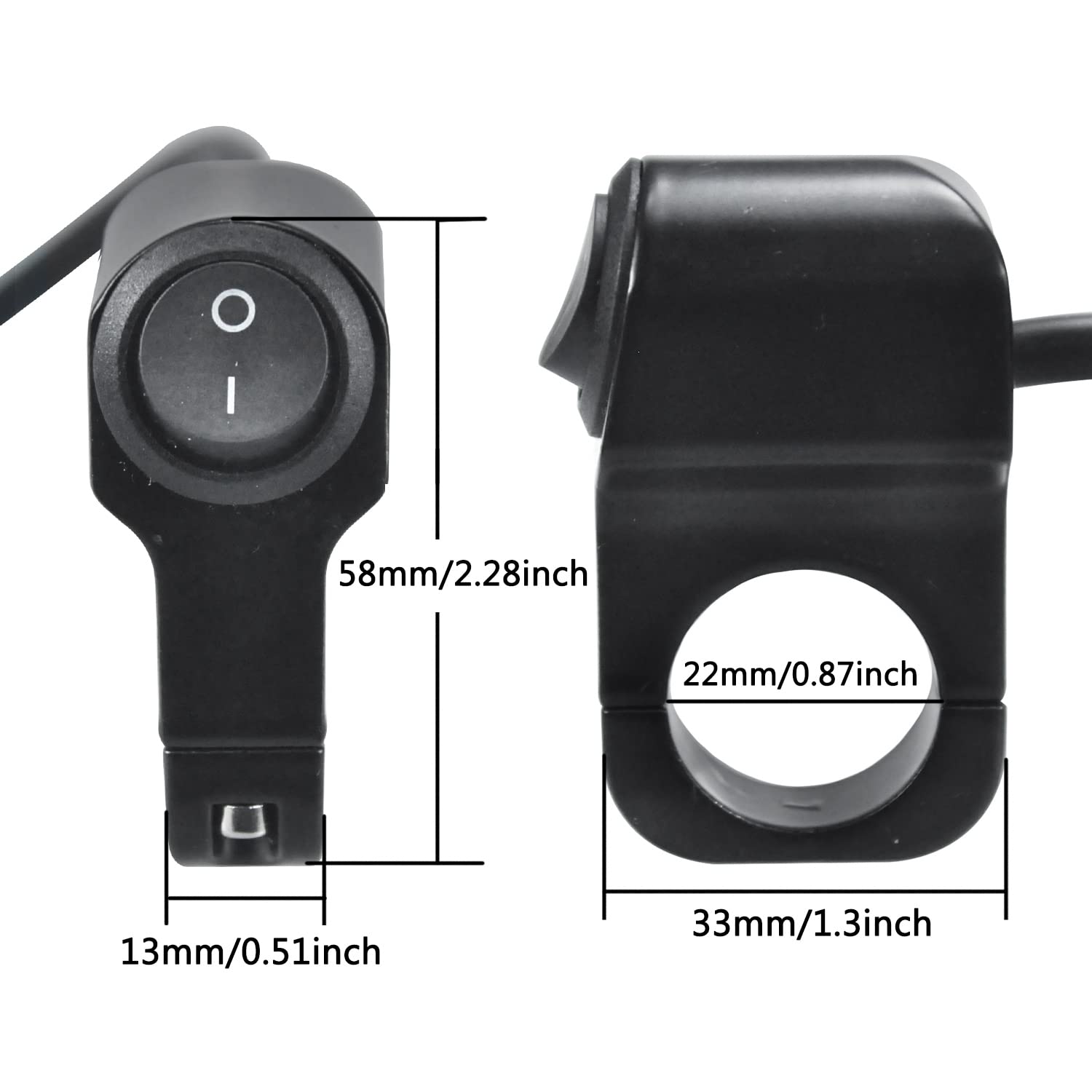 Holato 7/8'' Handlebar On Off Toggle Switch For 12V Atv Motorcycle Dirt Bike Motorized Bicycle Mini Bike Scooters Ebike Led Headlight Running Light Electrical System Aluminum Alloy Waterproof 1 Pcs