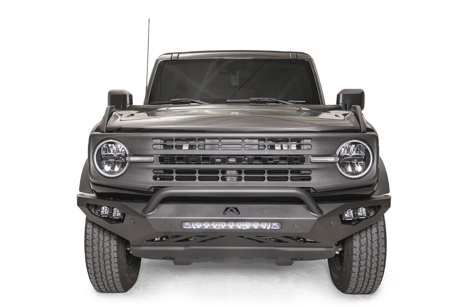 Fab Fours Fb21-D5252-1 Vengeance Front Bumper Fits 21-23 Ford Bronco - W/Pre-Runner Guard - 2 Stage Matte Black Powder Coat