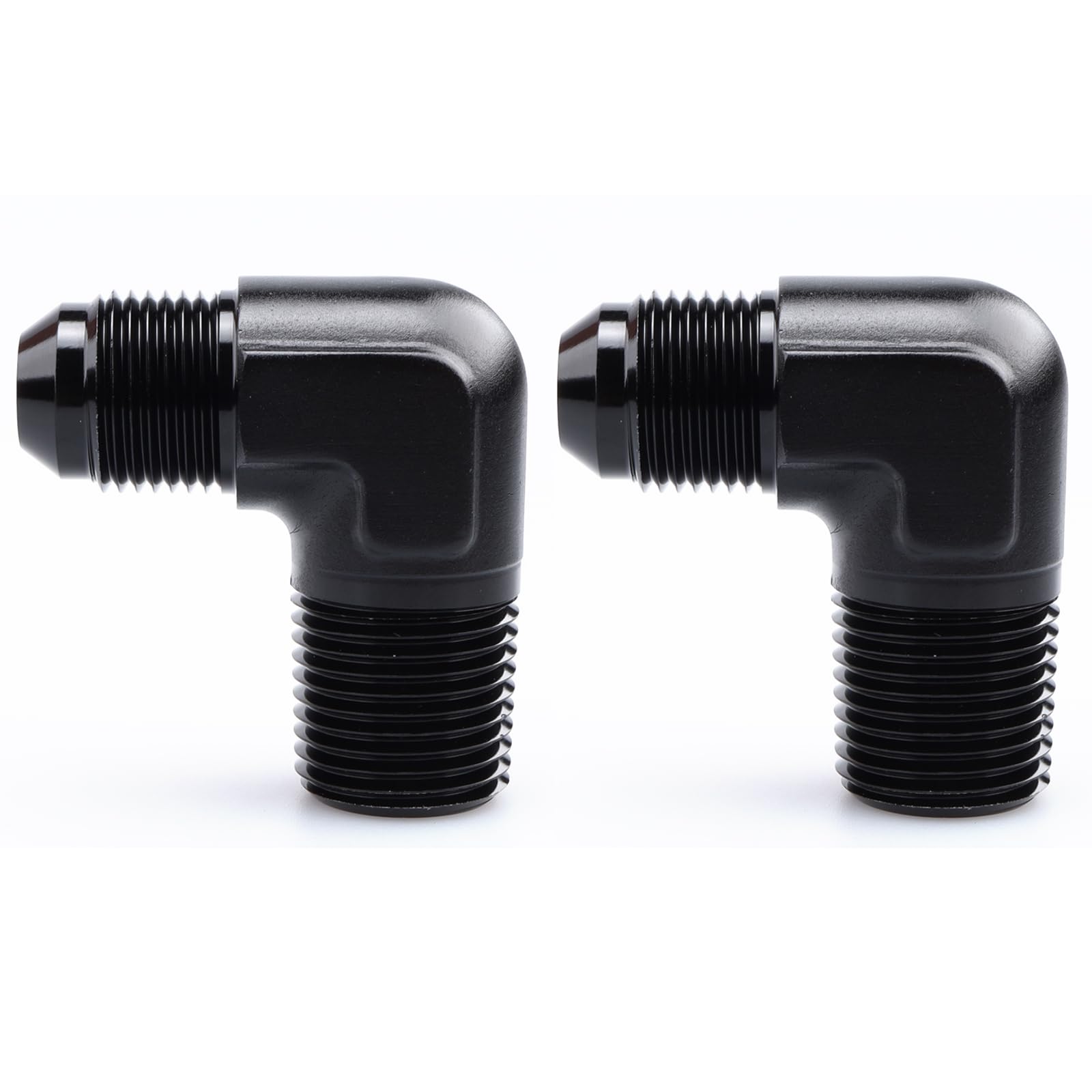 Ac Performance 90 Degree Elbow -10 An Male To 3/4'' Npt Male Fitting Adapter Connector Aluminum Black, Pack Of 2