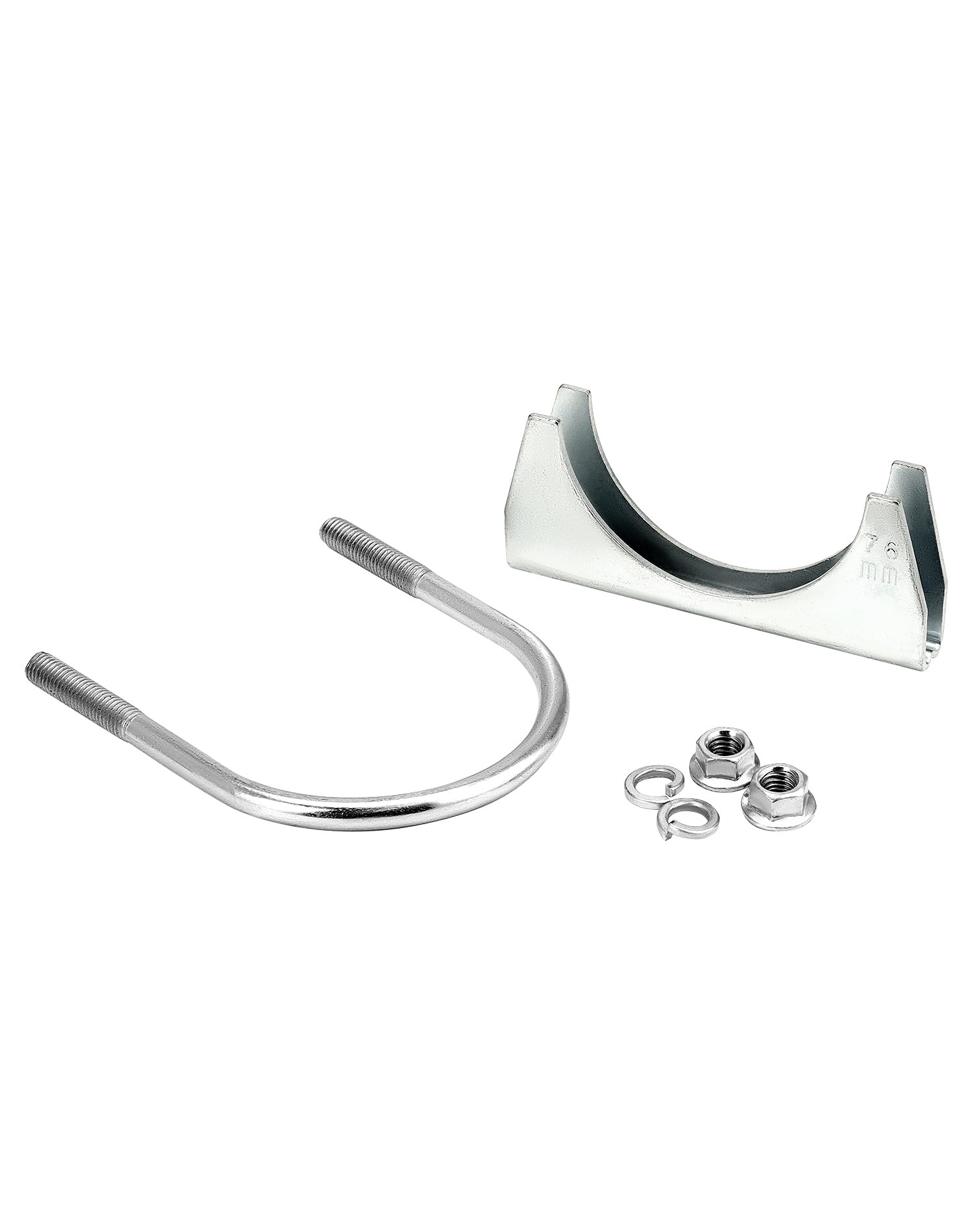 Qwork U-Bolt Muffler Tip Exhaust Hook, 4 Pack 3'' Od Universal Silencer Exhaust Clip, Steel Exhaust Pipe Clamp