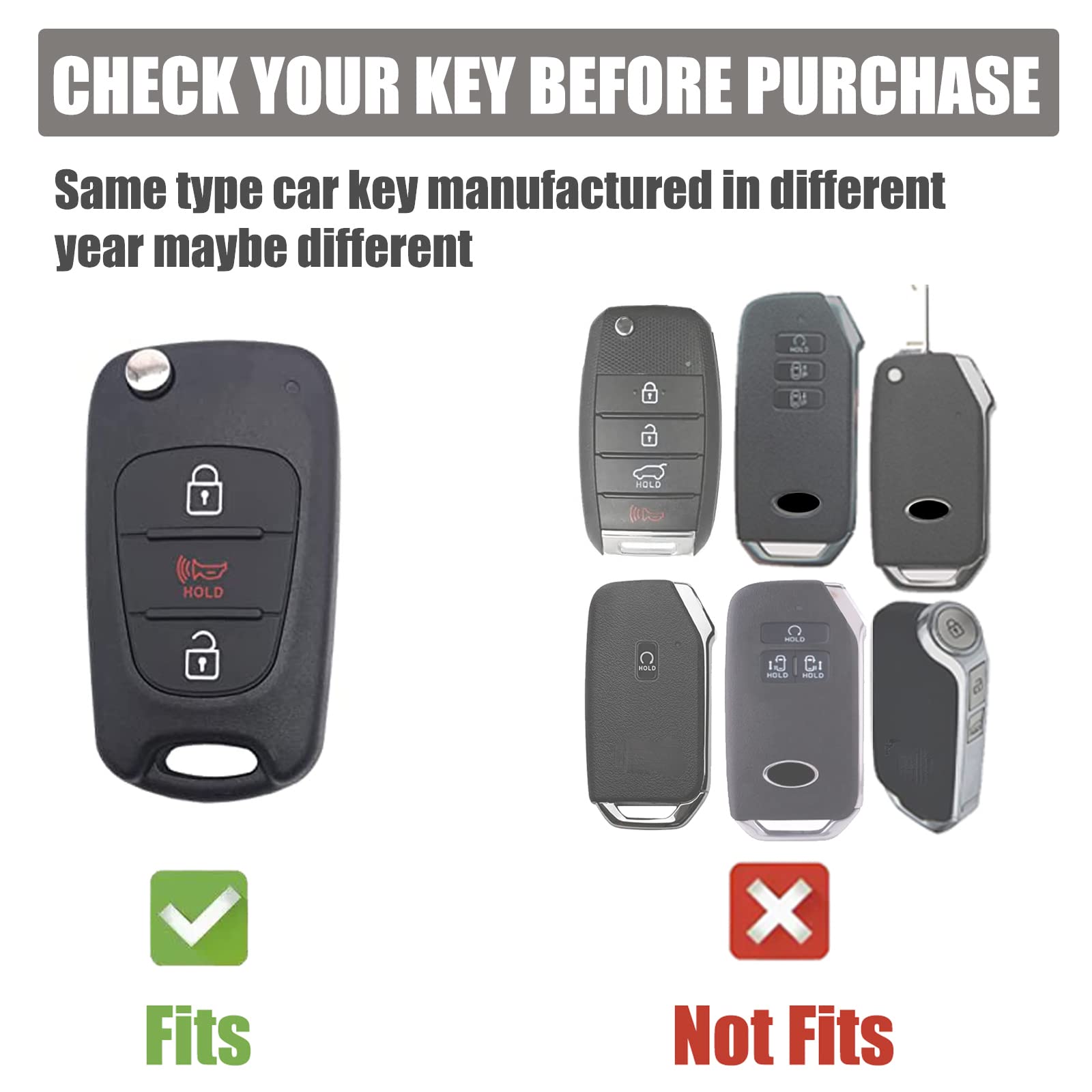 Gematay For Kia Key Fob Cover, Key Case Shell Compatible With 2012-2014 Kia Soul Rio Remote Smart Key Protector