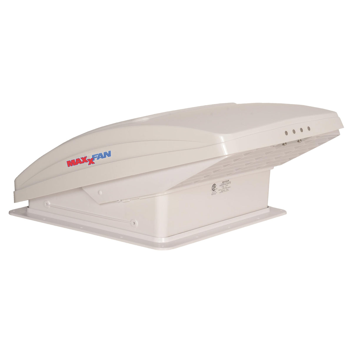 MAXXAIR Maxxfan Deluxe - All-In-One RV Vent, Shield & Fan; Built-In Rain Shield, 10 Speed Reversible Fan with Thermostat, Fits S