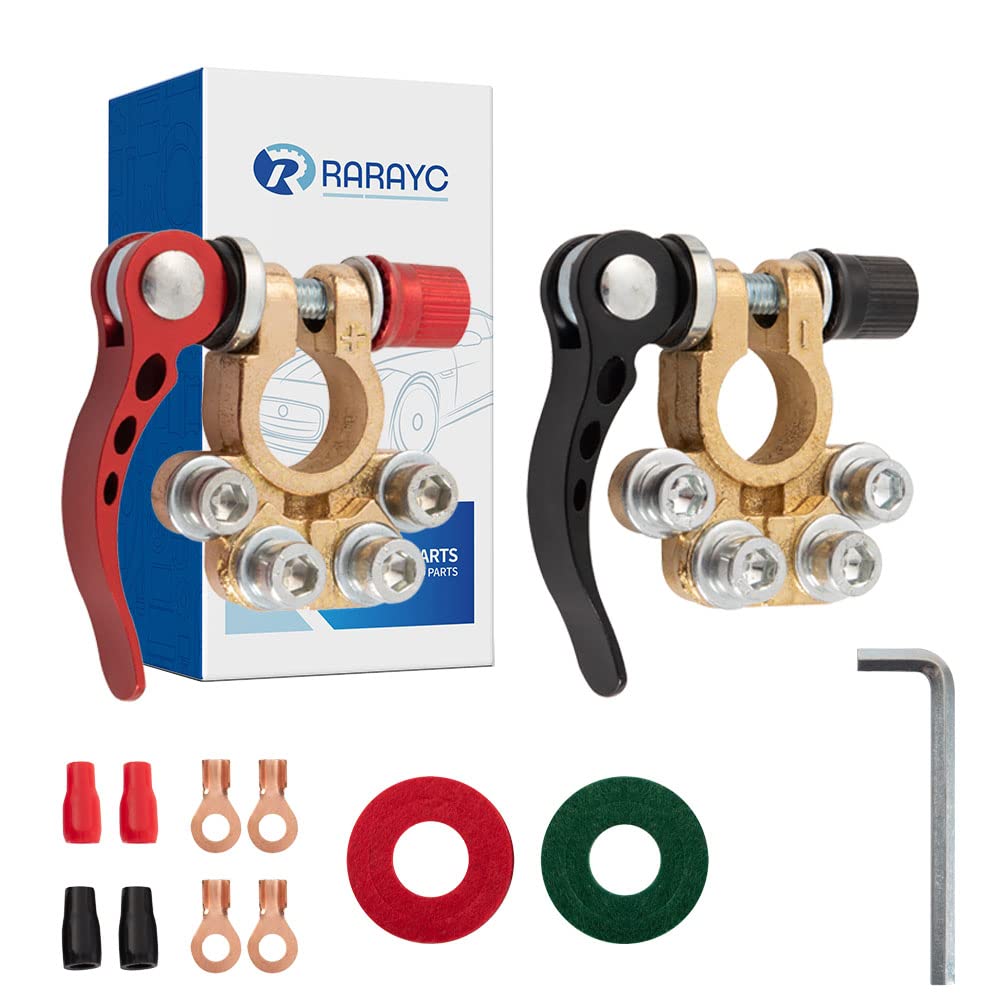 Rarayc 2 Pcs Military Spec Battery Terminal Connectors Top Post Kit With Cover,Copper Lugs,Heatshrink And Post Washer