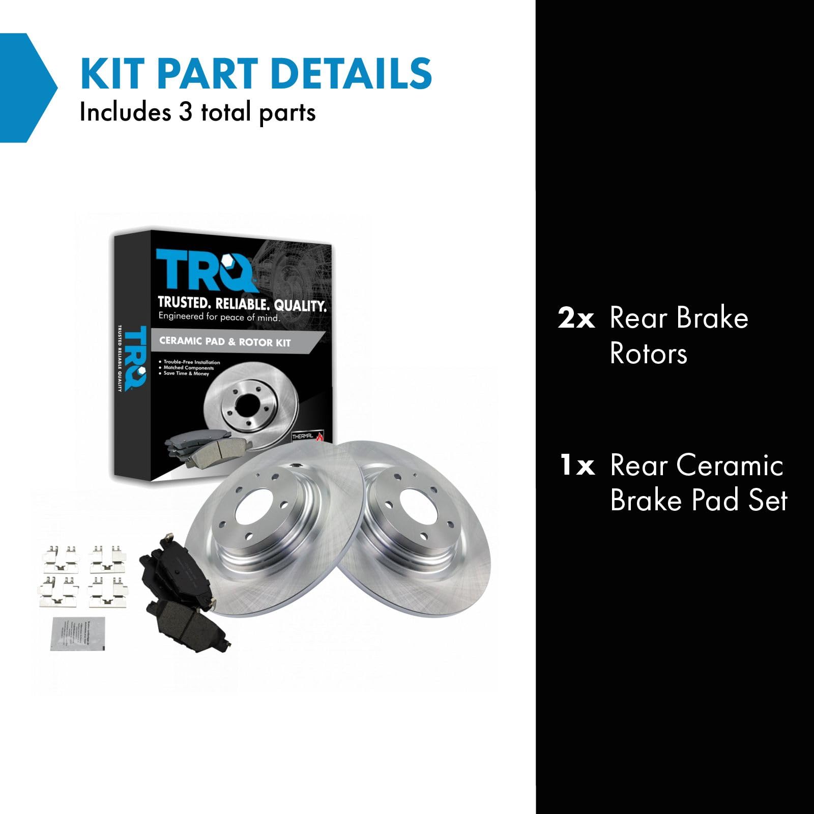 Trq Rear Brake Pad & Rotor Kit Brake Pads Brake Rotor Ceramic Compatible With 2016-2019 Mazda Cx-9