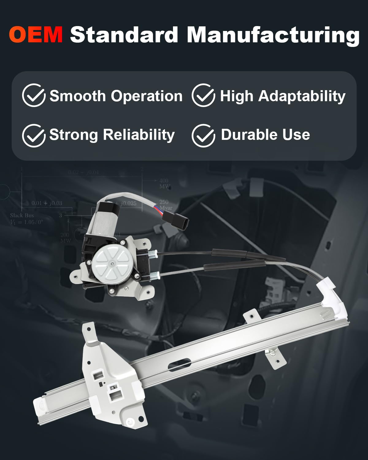 Power Window Regulator with Motor Assembly Front Left Drivers Side Replacement Replacement fit for 1997-2005 for Buick Century 1