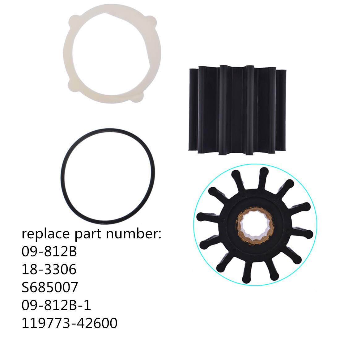 Wflnhb Water Pump Impeller Repair Kit Replacement For Johnson 09-812B-1 F6B-9 102480501