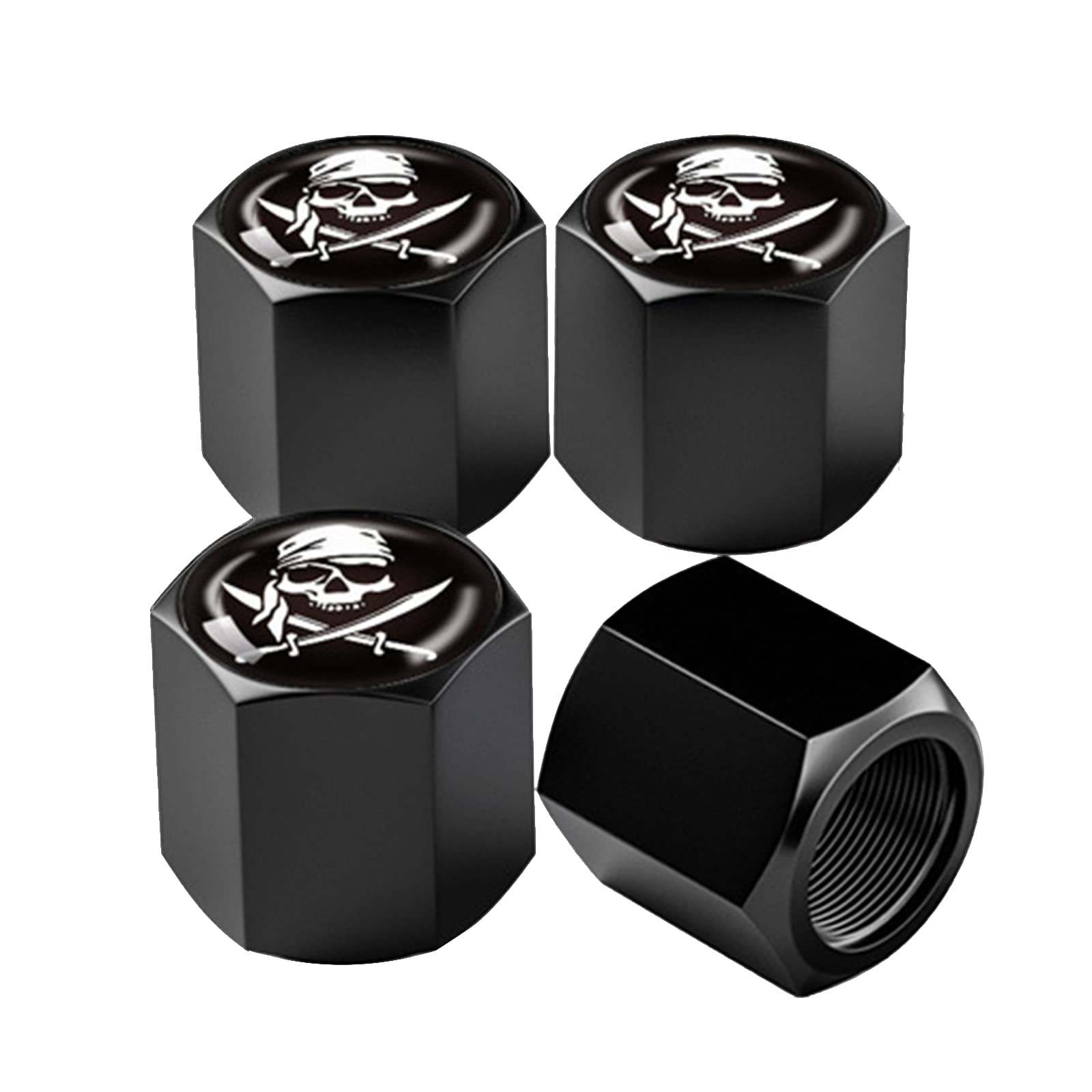 Ajxn 4 Pack Skull Car Wheel Tire Valve Stem Caps Airtight Dust Proof Covers Universal Tire Air Valve Caps For Cars, Trucks, Bicycles, Car Accessories For Men And Women (White Scarf Skull #29)