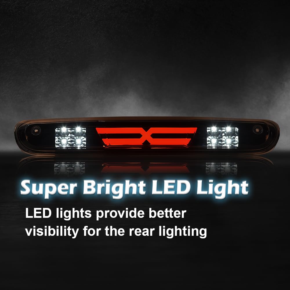 Cheda Rear Third Brake Lights, Compatible With 07-14 Chevy Silverado/07-14 Gmc Sierra/Compatible With 09-10 H-Ummer H3T, Smoky L