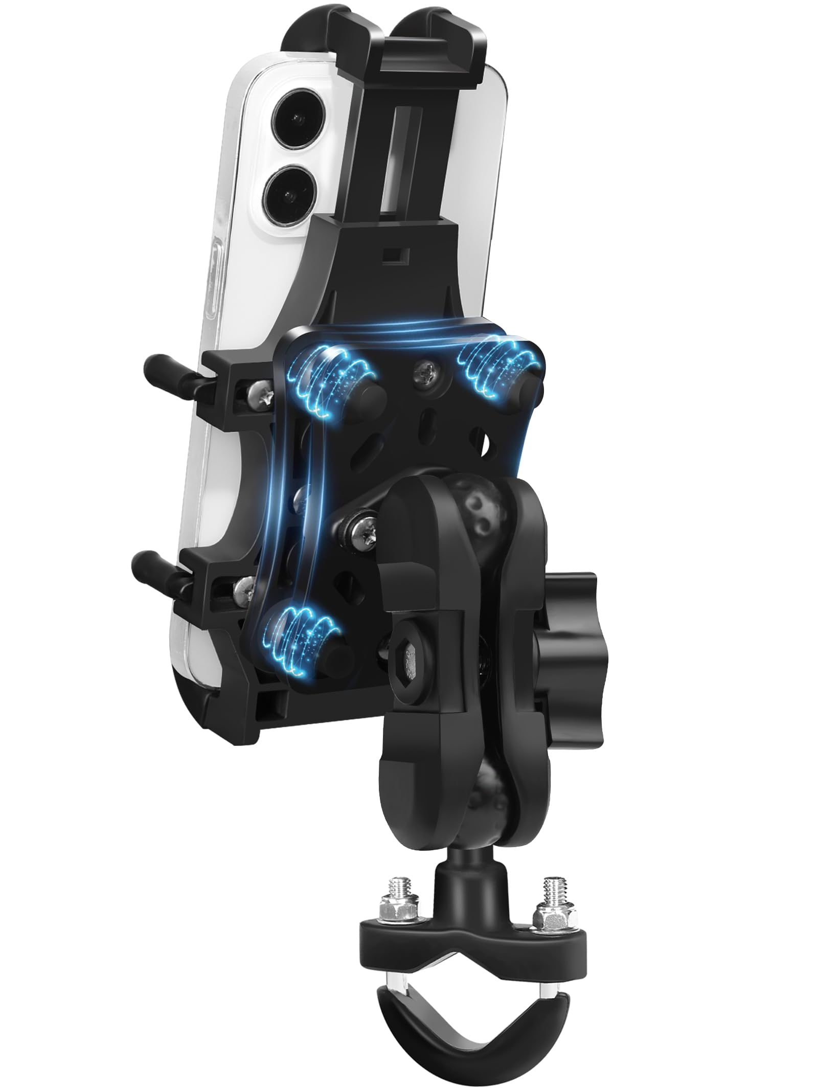 ZIDIYORUO Motorcycle Phone Mount with Vibration Dampener, One-Hand Operation Motorcycle Bike Phone Holder Holds 4.7-7.1 Cell Pho