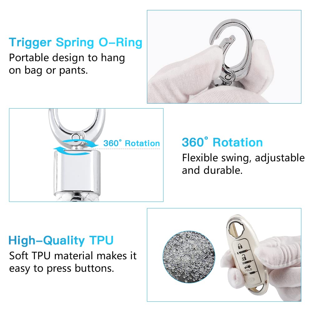 1797 For Nissan Key Fob Cover White Altima Rogue Sentra Pathfinder Maxima Titan Murano Accessories Car Key Chain Case Shell Protector 4 Button Tpu