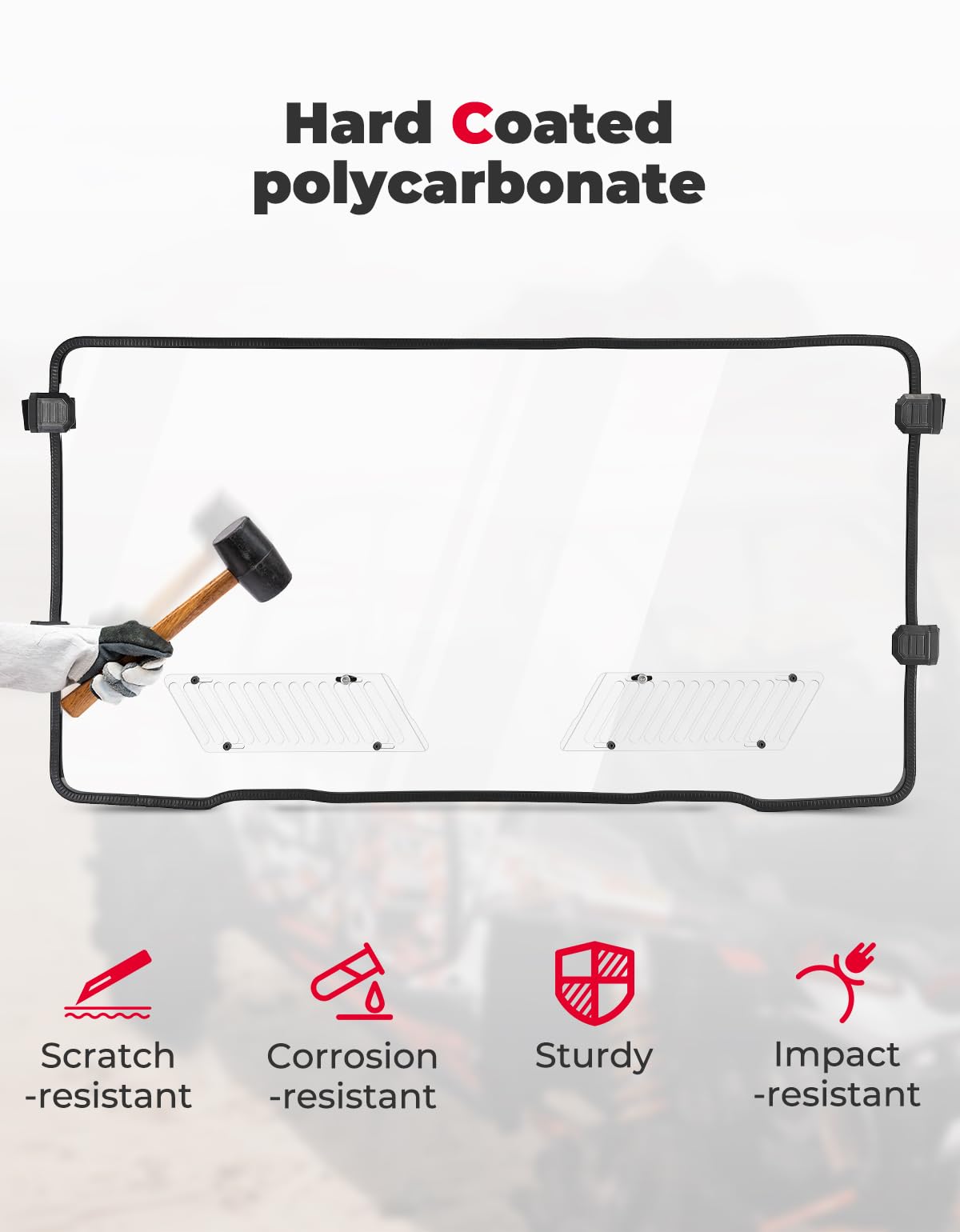 Kemimoto Vented Front Windshield Compatible With Cfmoto Uforce 1000/1000Xl, Scratch Resistant Windshield Compatible With Cfmoto Uforce 1000 2019-2024/Uforce 1000 Xl 2022-2024 Accessories