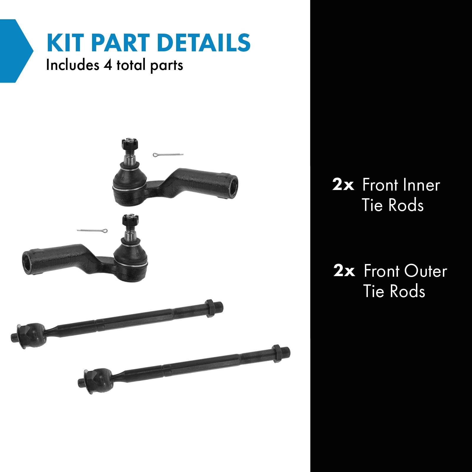 Trq Front Tie Rod Set Compatible With 2004-2013 Mazda 3 2006-2015 5