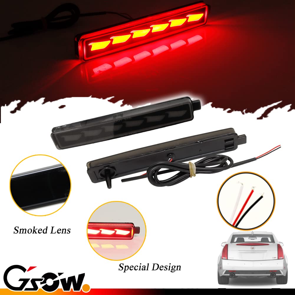 GSOWO [?????? ????????????] 2 PCS Smoked LED Rear Bumper Reflector Light for 2008-2013 Cadillac CTS/CTS-V, Rear Turn Signal Lamp