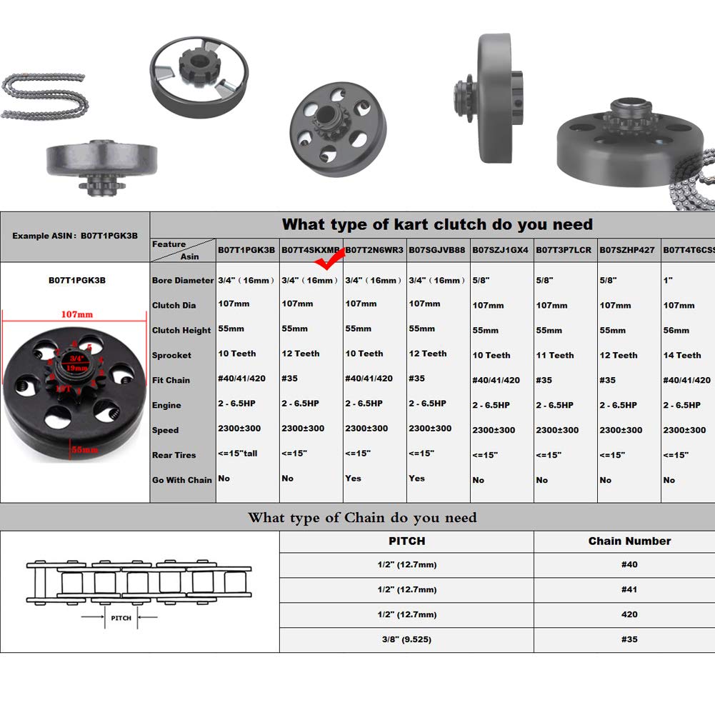 Moosun Centrifugal Clutch 3/4' Bore #35 Chain 12T For Go Kart Mini Bike Engine 3/4 Bar