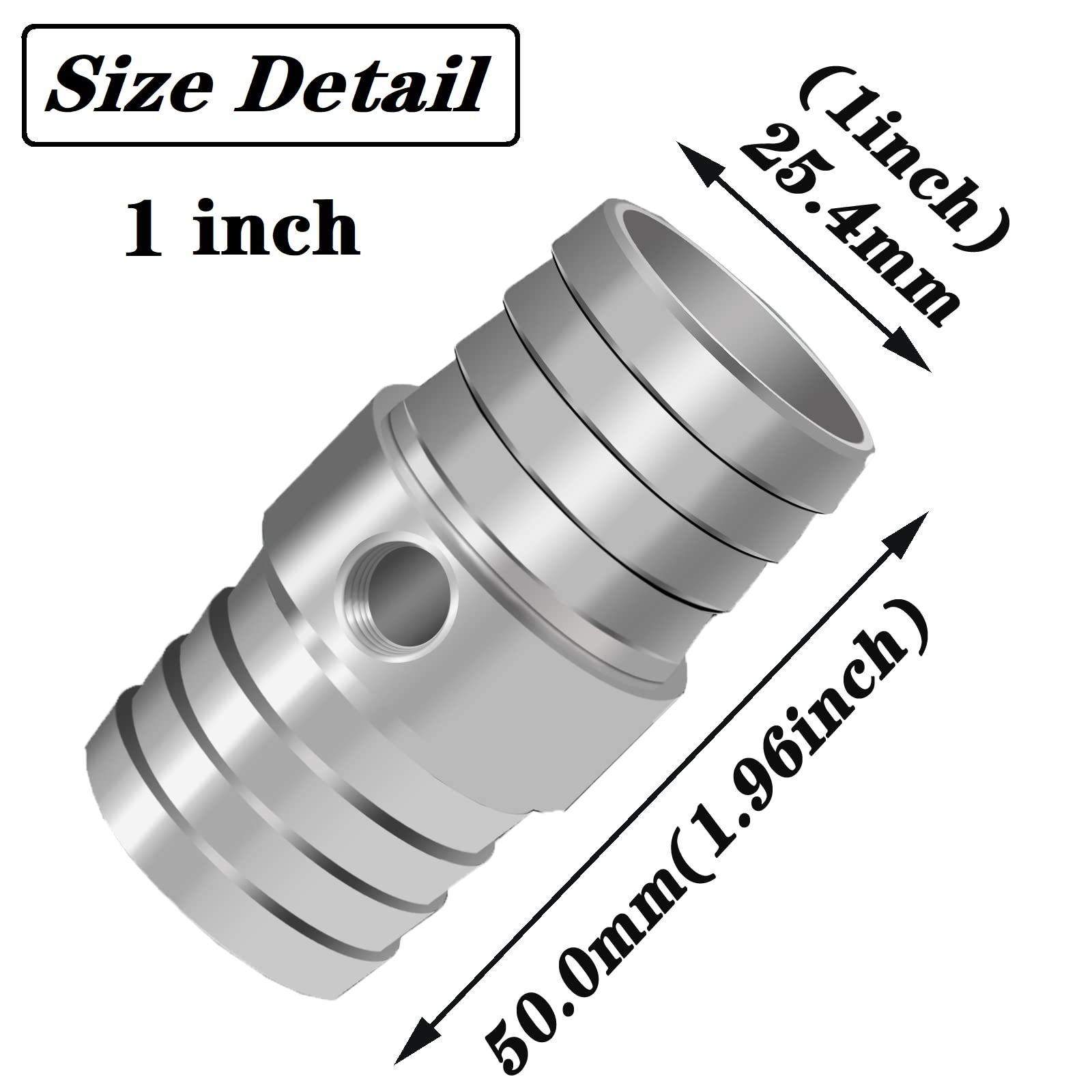 FANOVO 1 Radiator Hose Barb Coupler with 1/8 NPT Side Port - Aluminum Steam Tube Adapter Kit with 2 Stainless Steel Hose Clamps