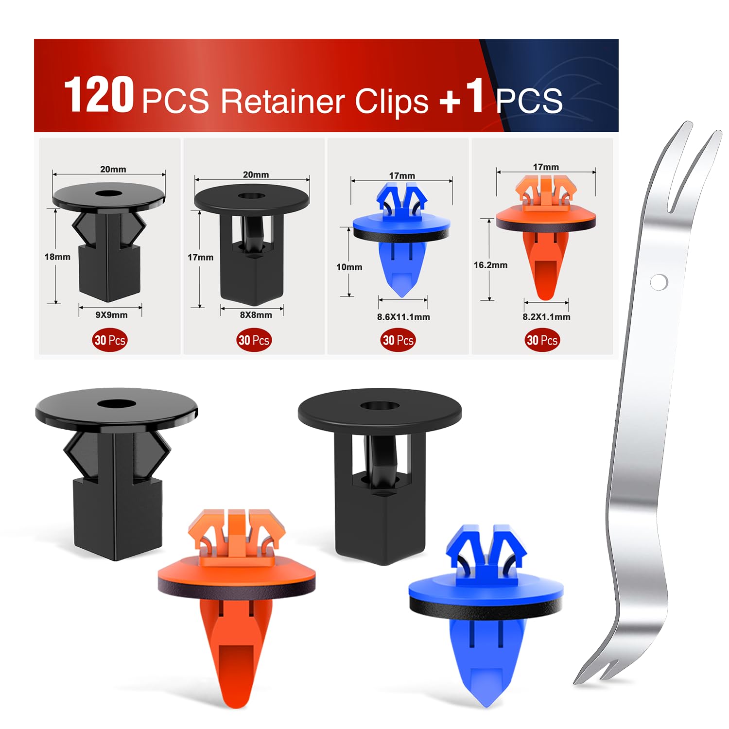 Nilight 120Pcs Car Bumper Retainer Clips Bumper Fender Liner Kit For Lexus Toyota 4Runner Tacoma Rav4 Scion 75495-35010 75397-35