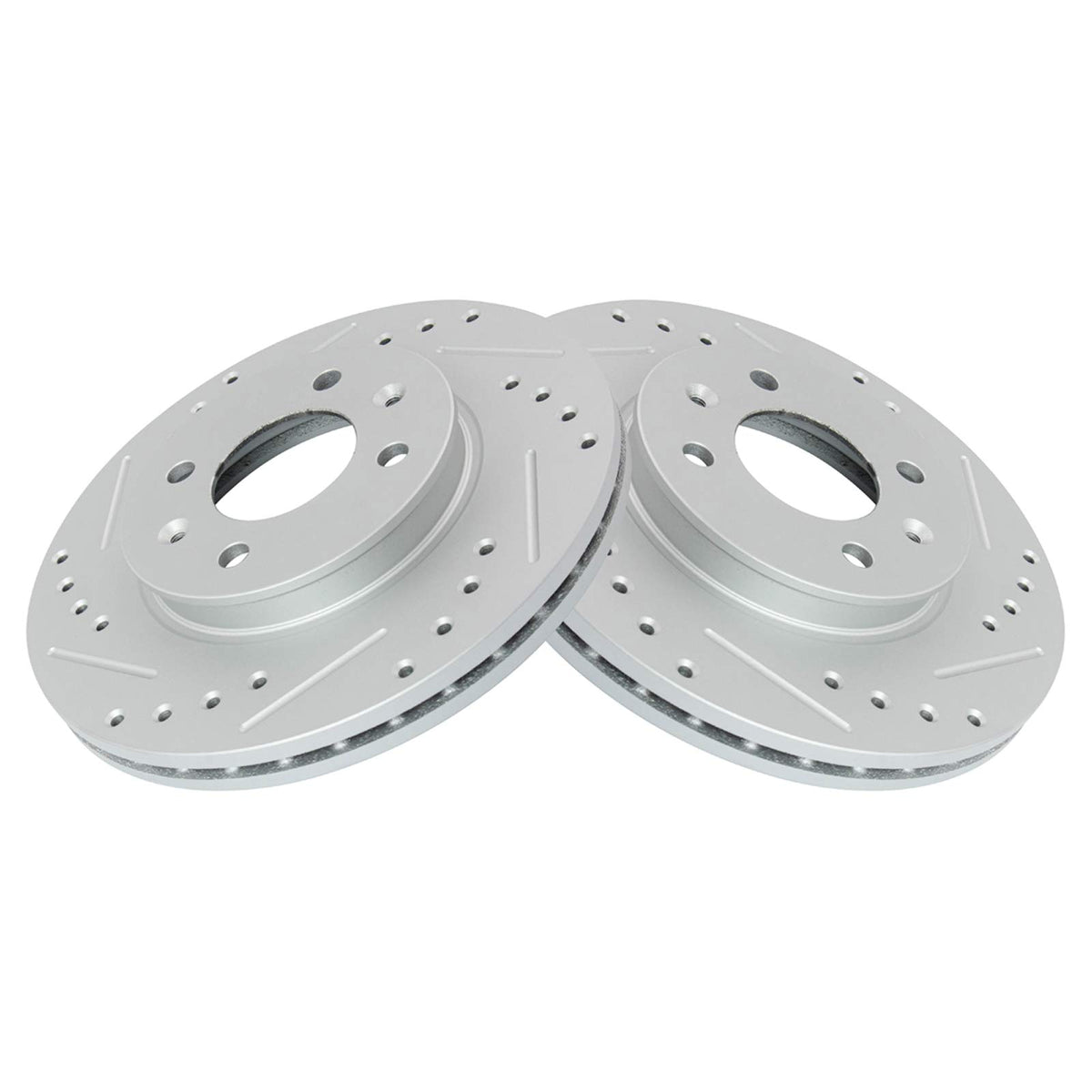 Trq Front Performance Brake Rotors Set Premium G-Coated Cross Drilled & Slotted Compatible With 2012-2017 Hyundai Accent 2012-20