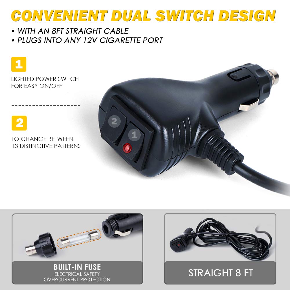 Xprite White Green 48Led Visor Strobe Flashing Lights Interior Windshield Sunshield Emergency Warning Lights For Police Voluntee