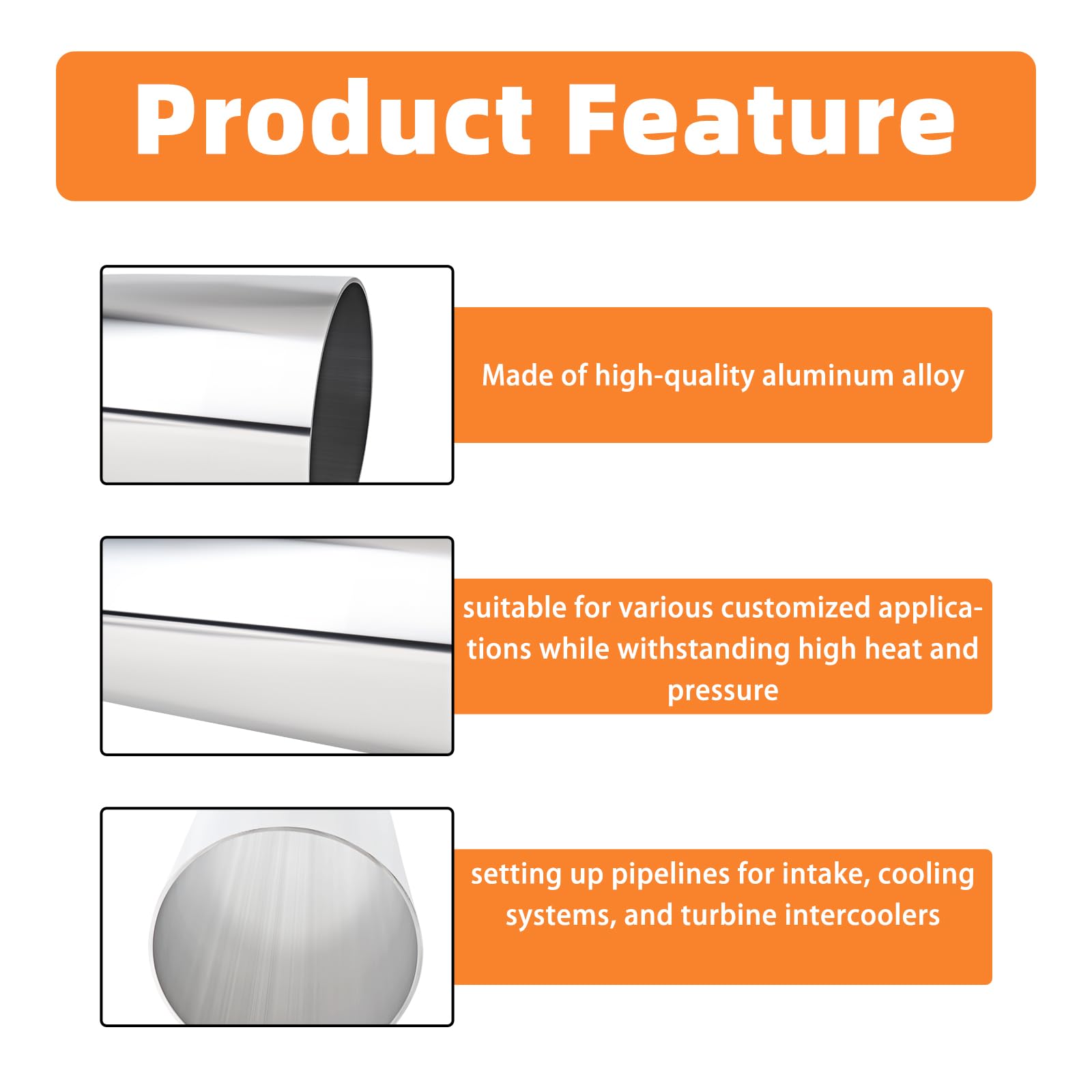 Gasher 1Pcs Aluminum Alloy Tube 4''Od Length 12   (300Mm) Intercooler Pipe For Intake And Cooling Systems