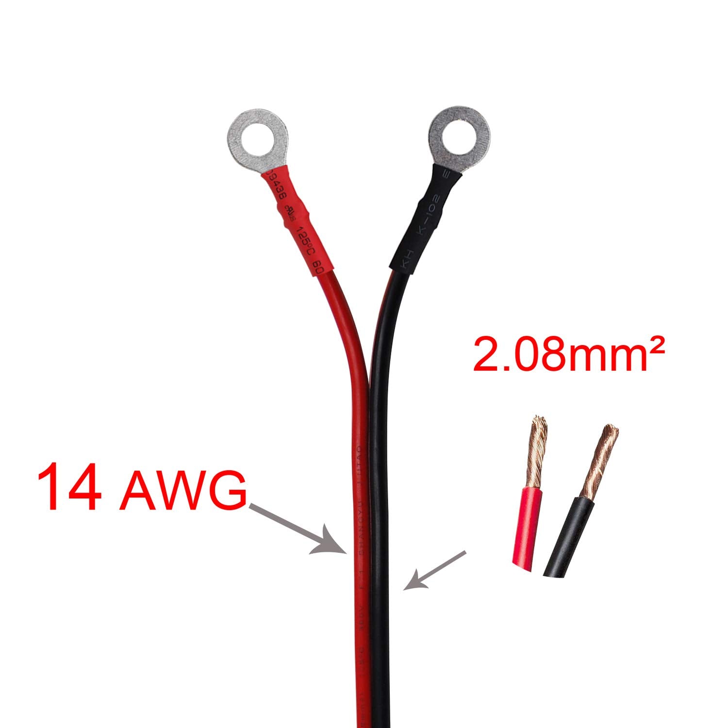 Cuzec 14Awg 2Ft / 0.61M Adapter Plug Socket With Eyelet Terminal
