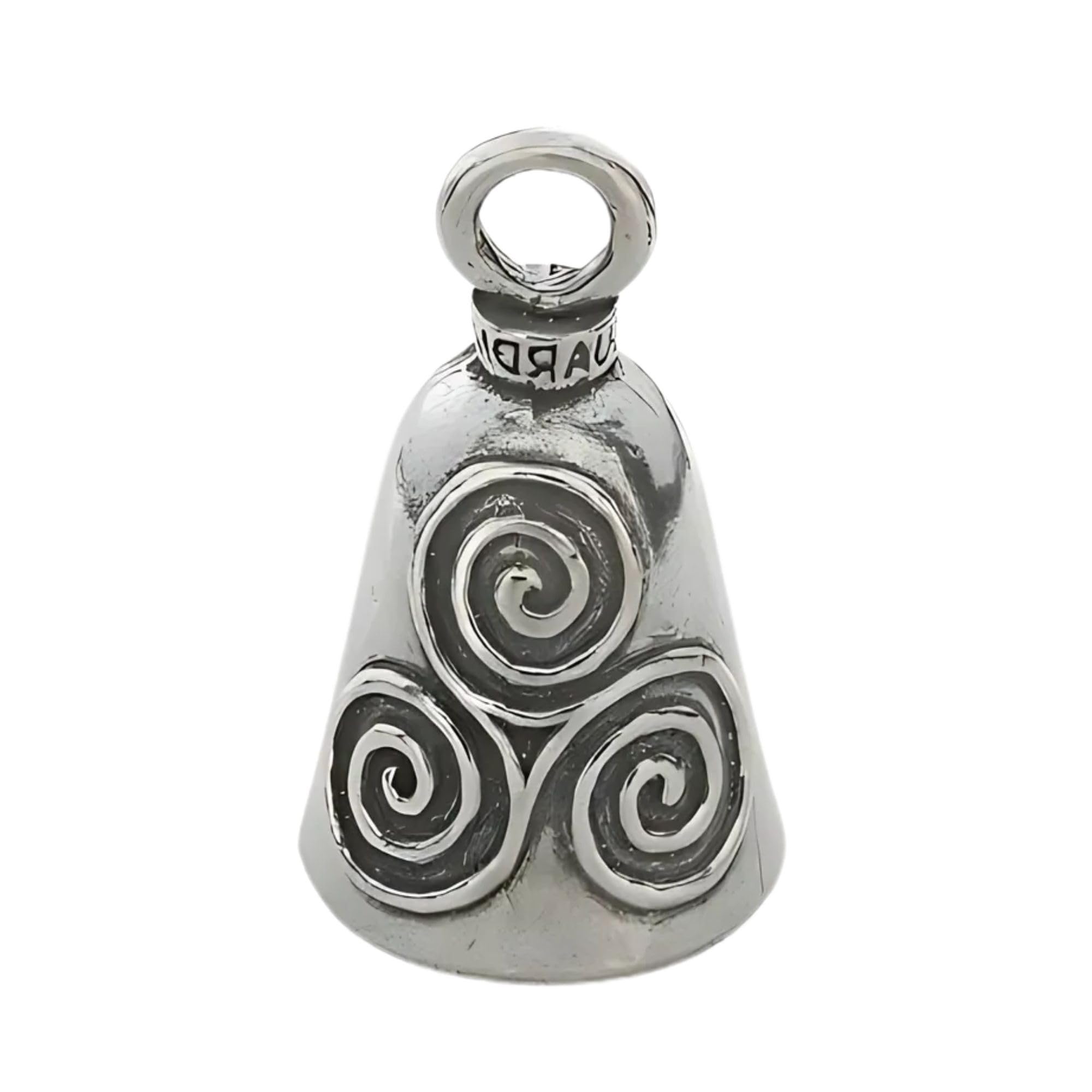 Guardian Bell Triskele Good Luck Bell W/Keyring & Black Velvet Gift Bag | Motorcycle Bell | Lead-Free Pewter | Made In Usa