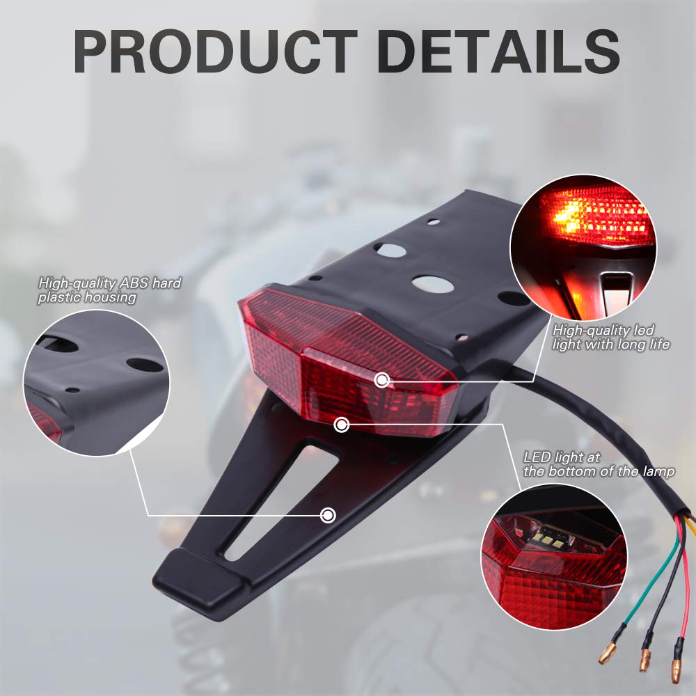 Rich Choices Rear Fender Mount Red Led Tail Light Brake Lamp Turn Signals License Plate Stop Light For Custom Off-Road Motorcycle Dirt Bike