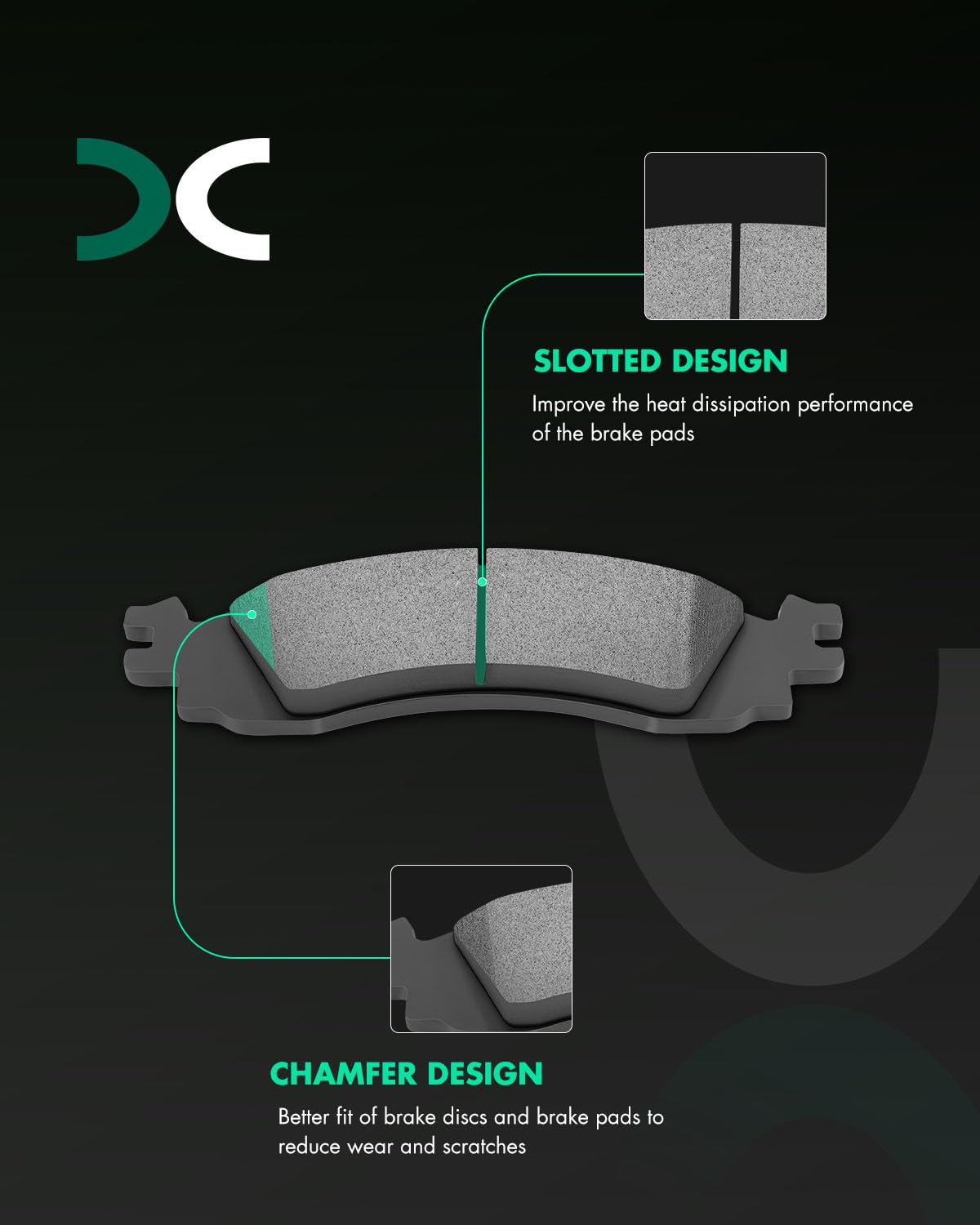 Scitoo D1158 Semi-Metal Brake Pads Kits Front Replacement For Ford For Explorer 06-10,For Ford For Explorer Sport Trac 2007-2010
