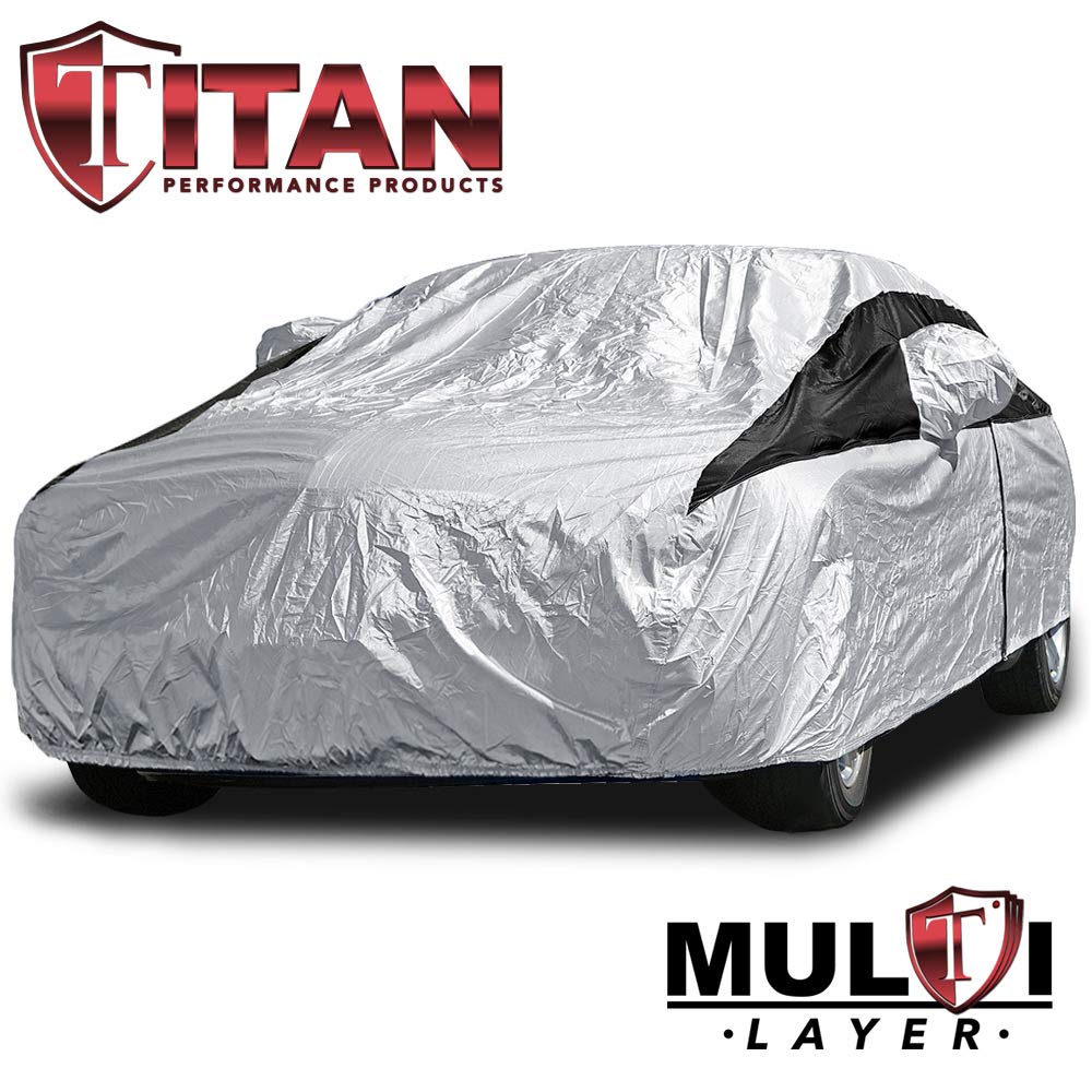 Titan Premium Multi-Layer Peva Car Cover For Sedans 186-202''. Waterproof, Uv Protection, Anti-Scratch Protective Lining, Driver