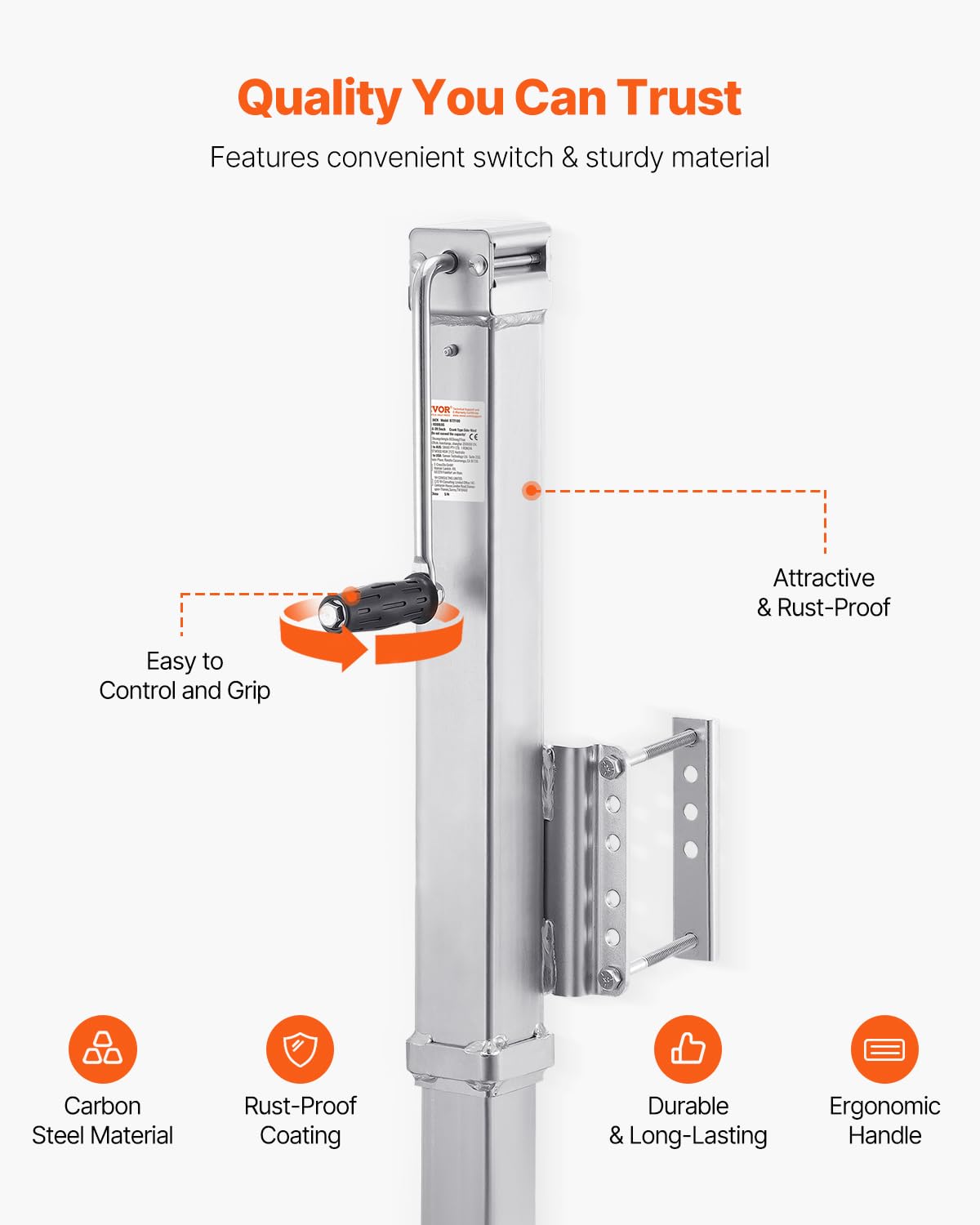VEVOR Heavy Duty Swivel Trailer Jack, 8000 lbs Static Load Capacity, 28.5'' Lift Jack Stand with Handle for RV, Horse, Utility,