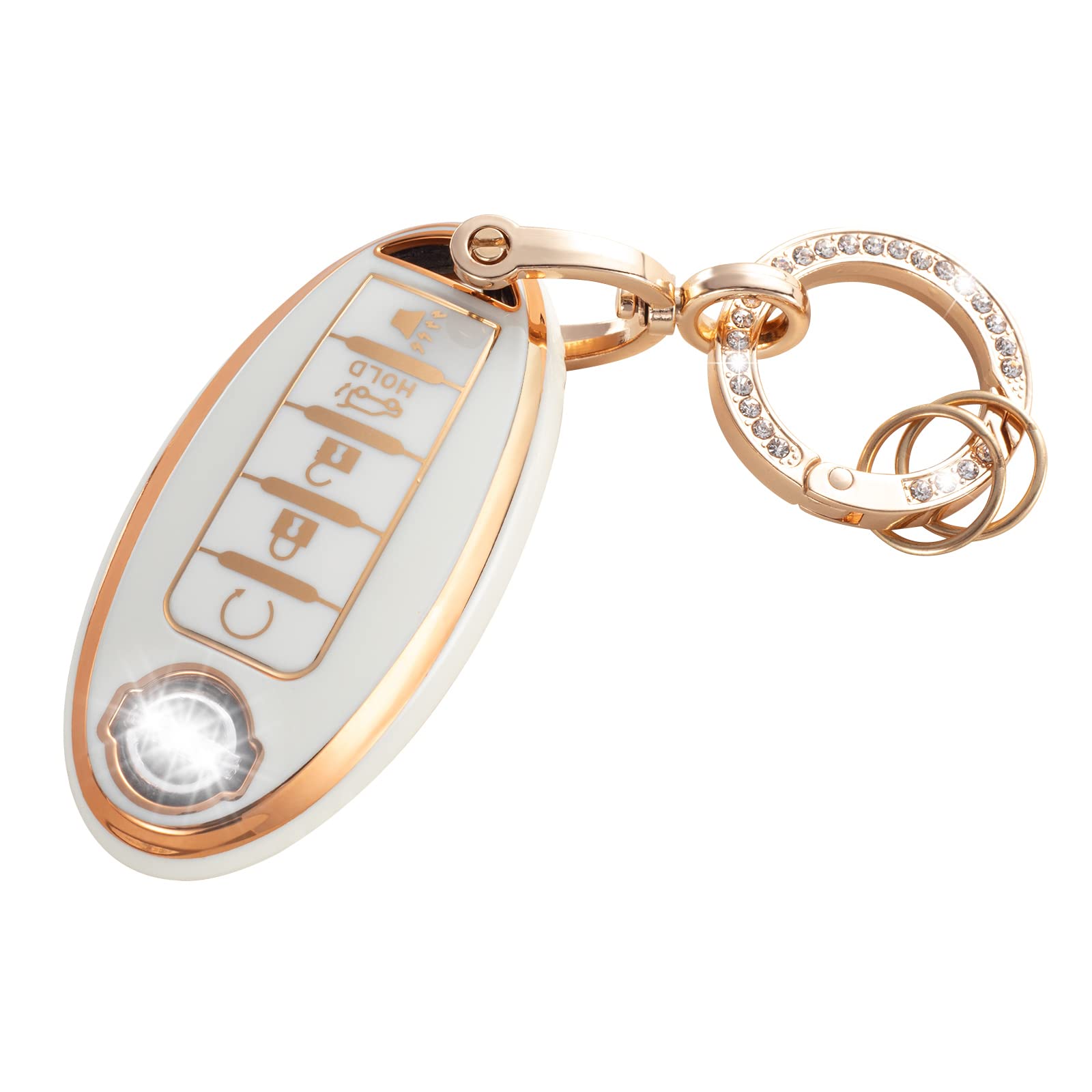 RUABIBAN Key Fob Cover Compatible with Nissan, Soft TPU Key Case Shell Fit for Altima Rogue Sentra Pathfinder Frontier Maxima Ti