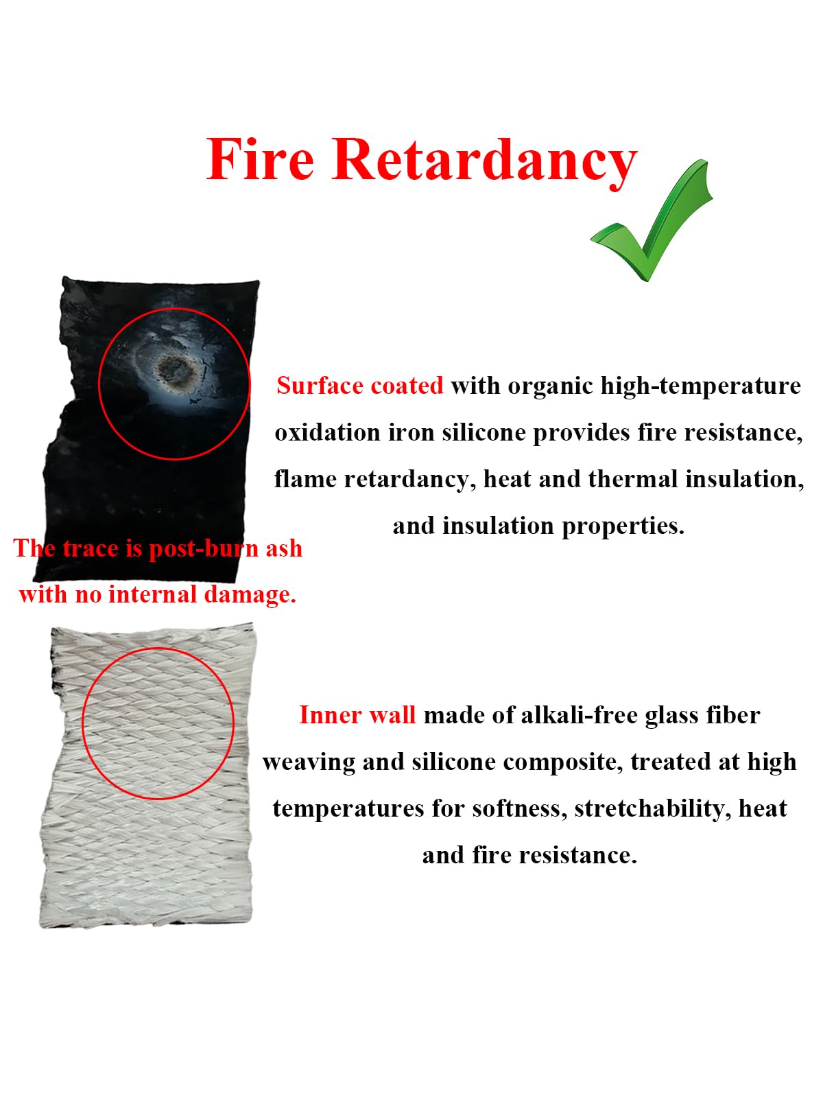 Yamakato 3/4 '' Id Heat Shielded Fire Thermo Armor Fire Sleeve Silicone Coated Fiberglass Heat Protection W/ 3 Clamps For Automo