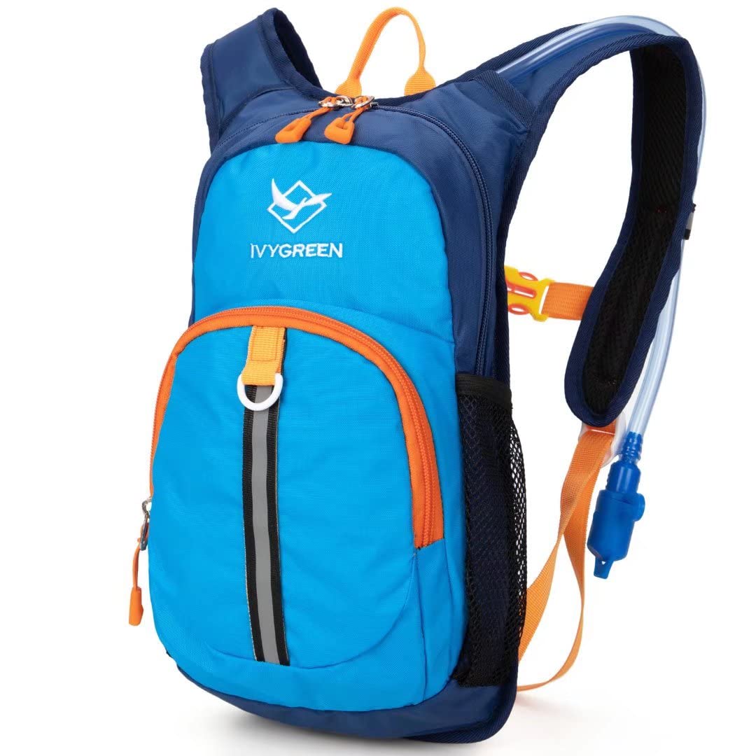 Ivygreen Kids Hydration Backpack, Hiking Backpack For Boys Or Girls With 1.5L Water Bladder, Blue