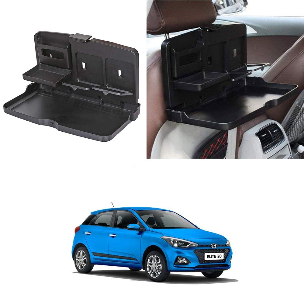 Oshotto (FT02) Car Backseat Food Travel Dining Meal & Snaks Tray & Cup Holder Compatible with Hyundai i20 Active 20152026 (Bla
