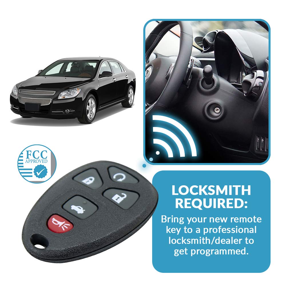 Keyless2Go Replacement for New Keyless Entry Remote Start Car Key Fob for 22733524 KOBGT04A Malibu Cobalt G5 G6 Grand Prix Lacro
